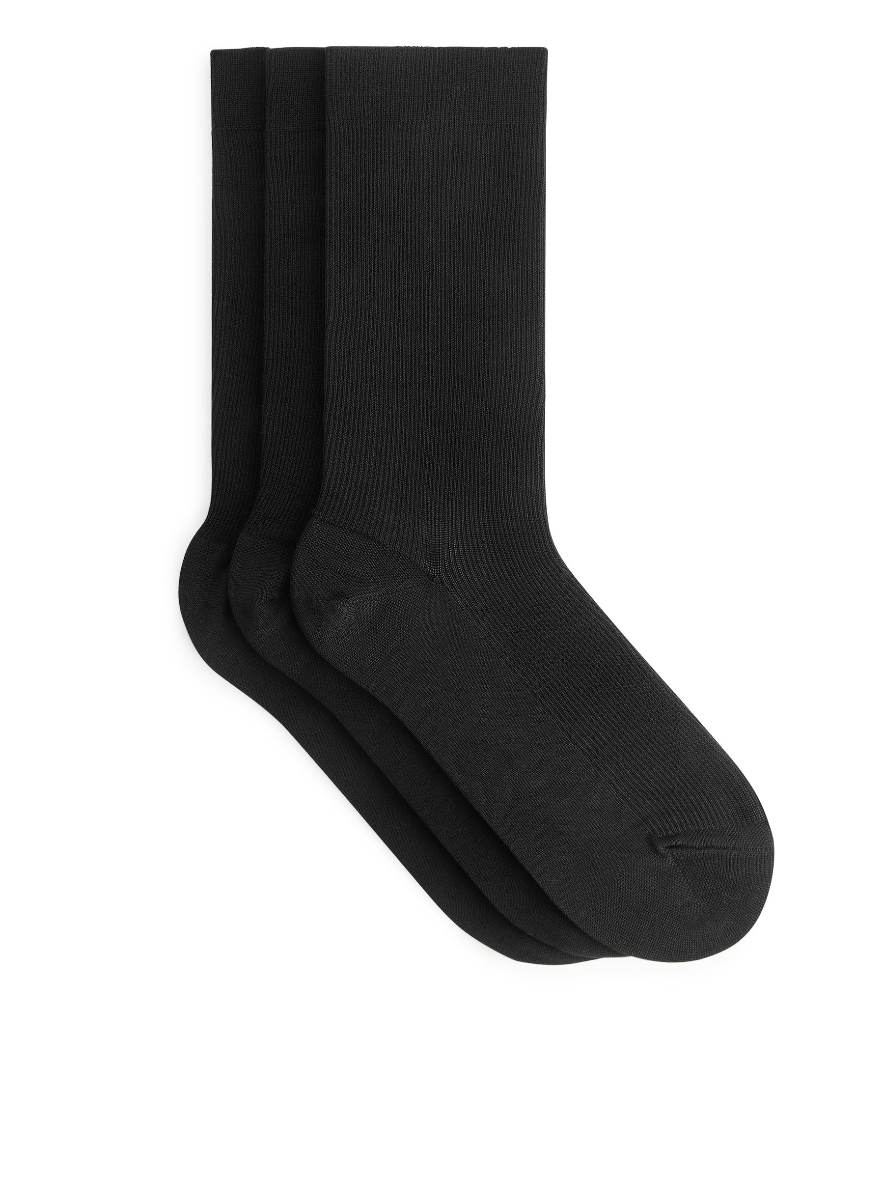 Mercerised Cotton Socks Set of 3-#272628-5842