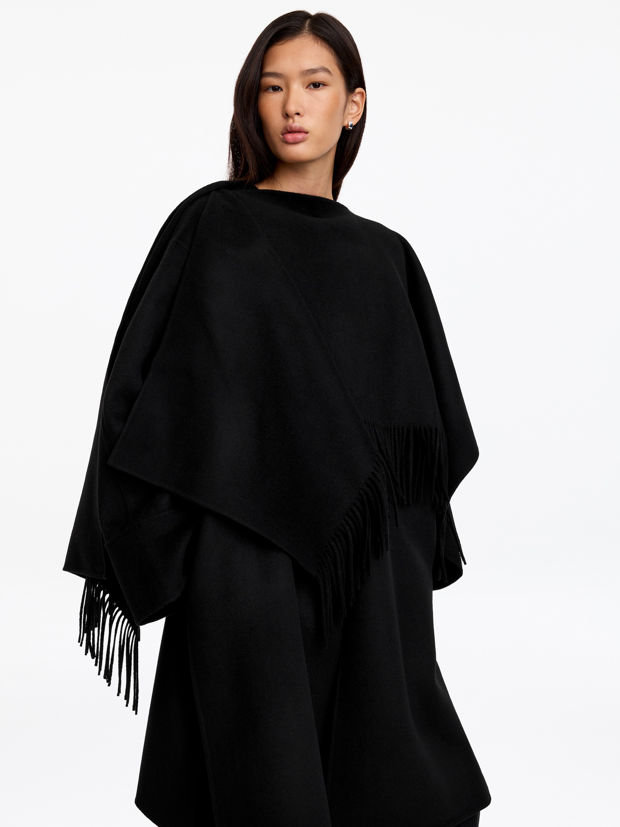 Cappotto a mantella in misto lana doppiata - Nero - Regular fit - women - StillMedia/Lookbook - 9