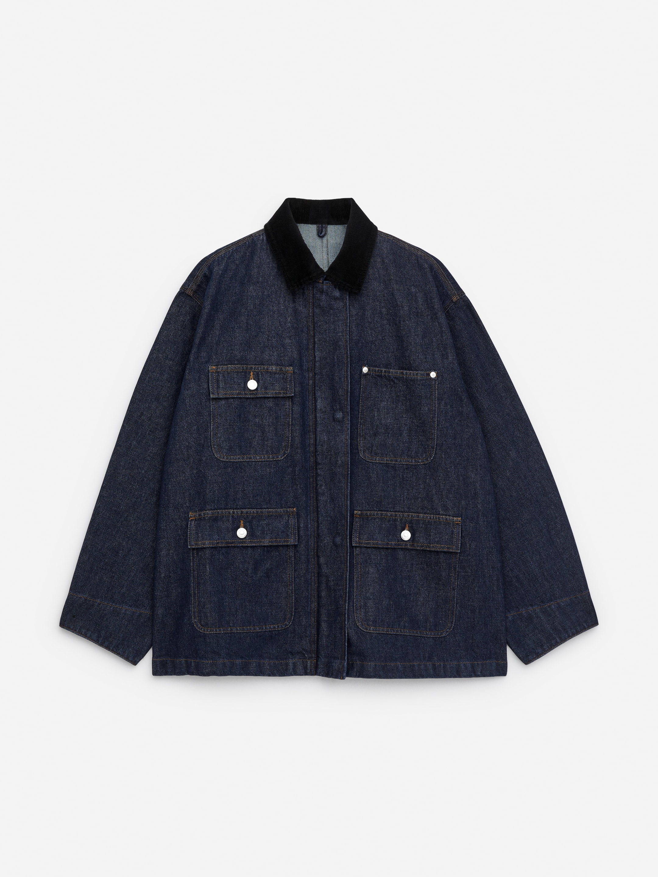 Oversized Denim Jacket-Blue-16160