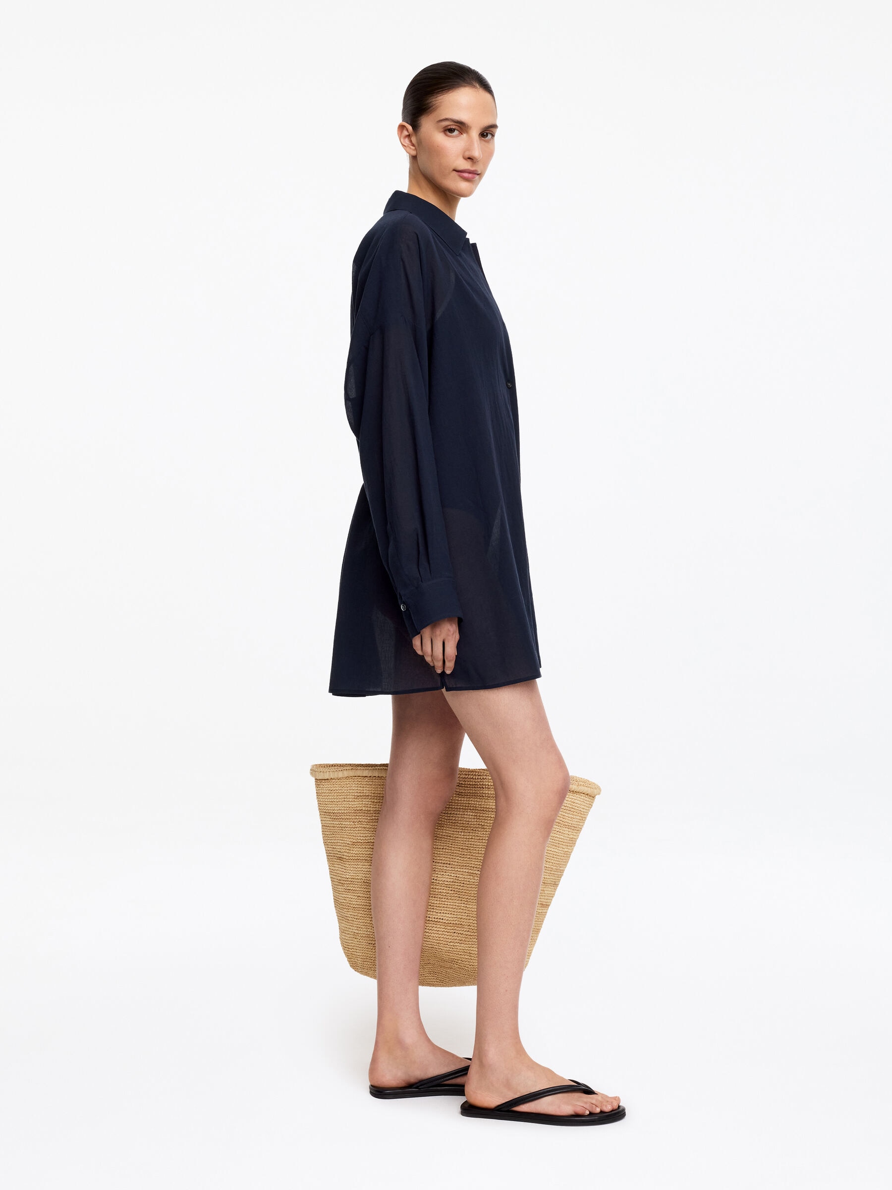 Chemise allongée - Bleu marine - Regular fit - Femme - StillMedia/Lookbook - 3