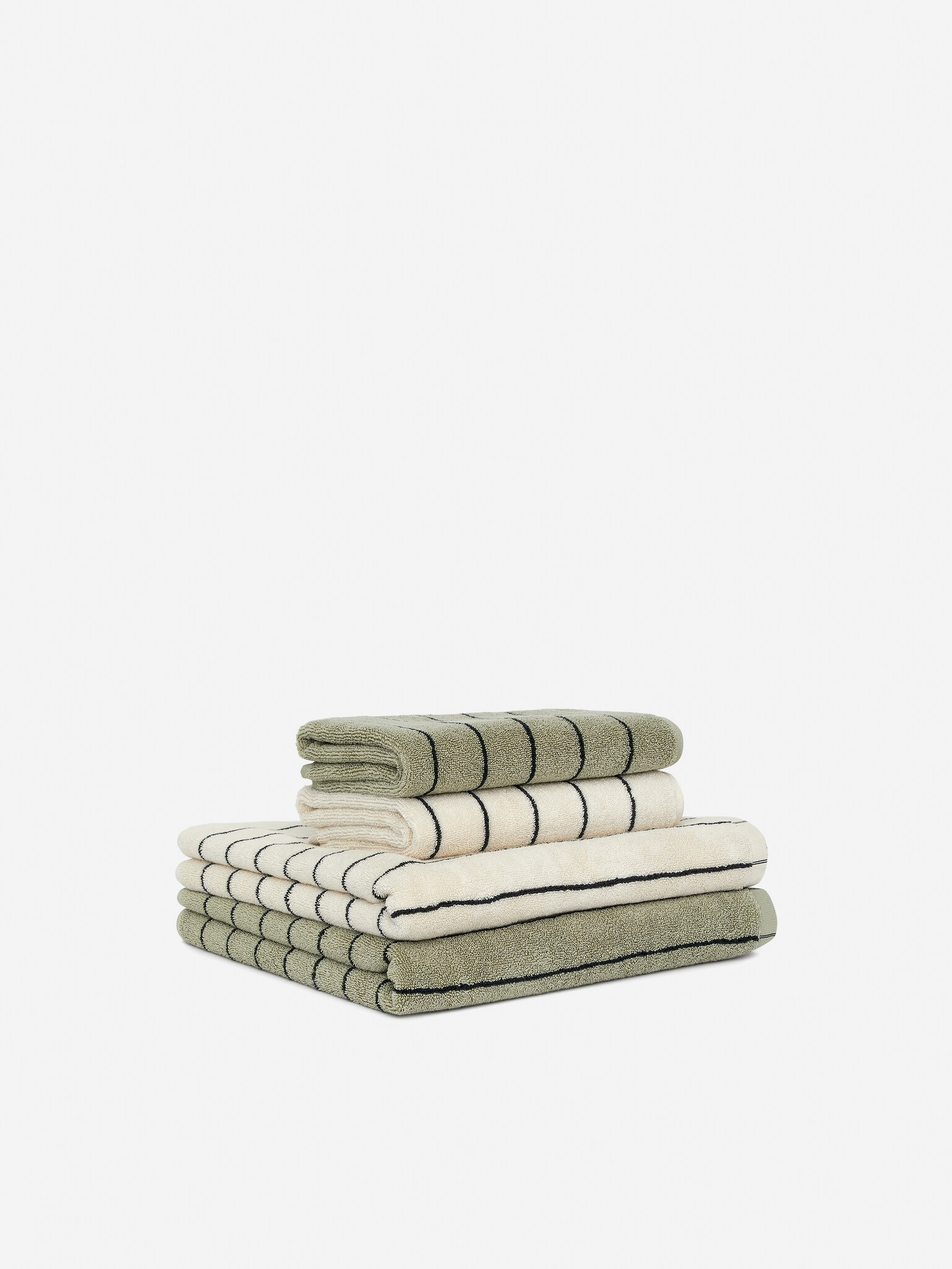 Hand Towel 50 x 70 cm - Sage/Black/Off White/Black - 3