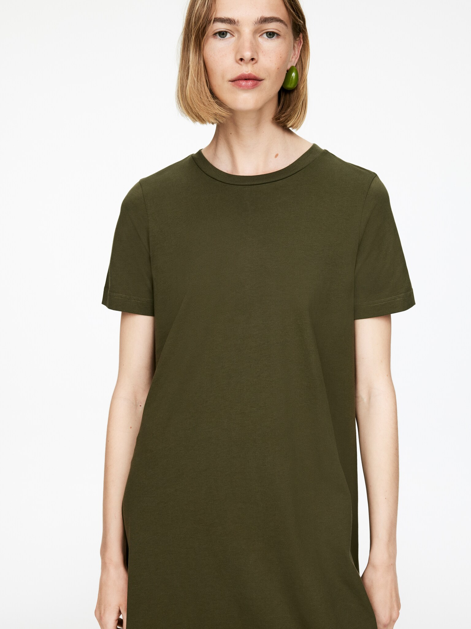 Robe T-shirt longue - Vert kaki/Bleu - 5