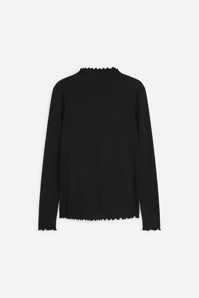 Frilled Jersey Top - Black/White - 1