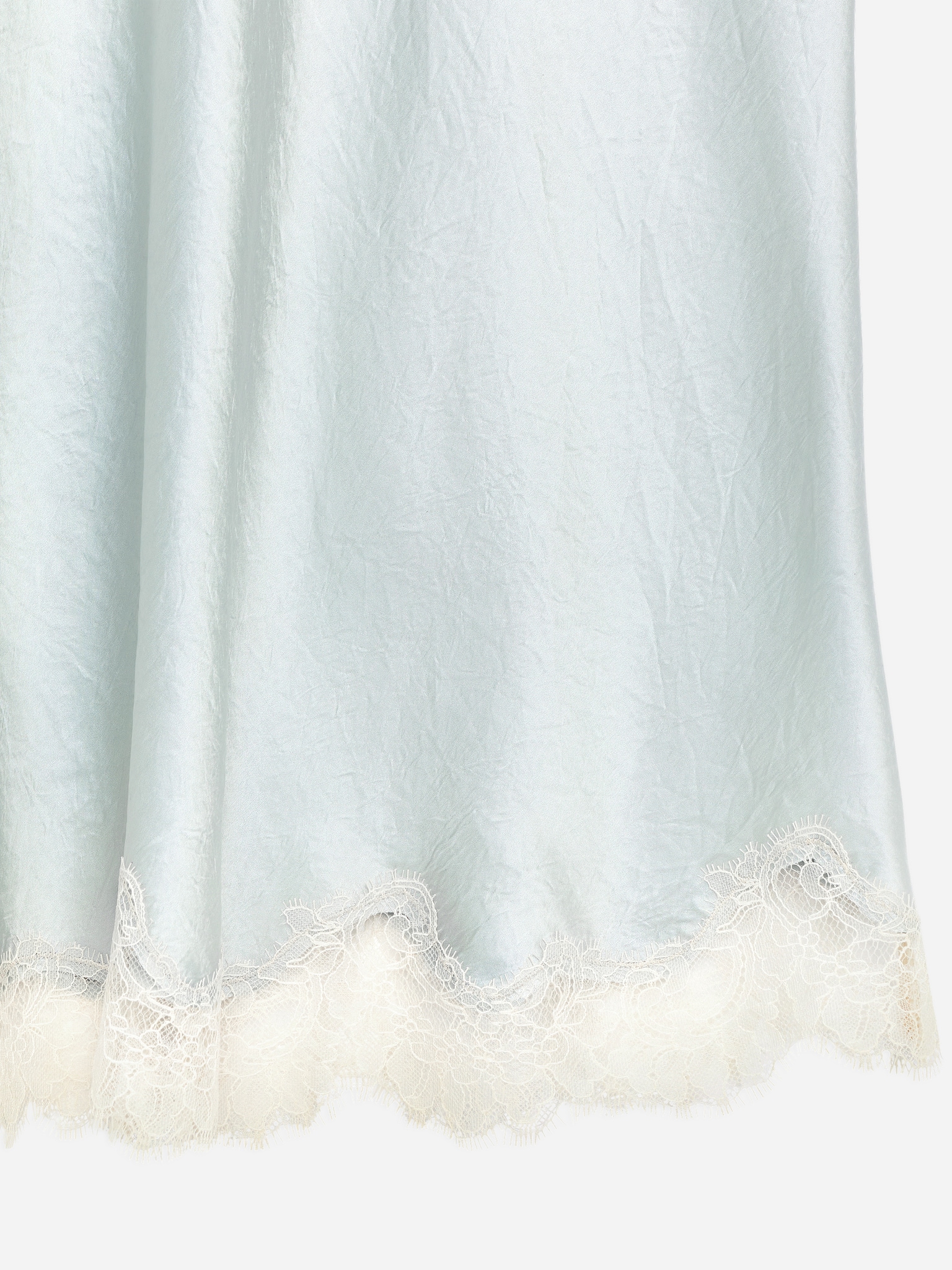 Lace-Detail Satin Skirt - Dusty Turquoise - 3