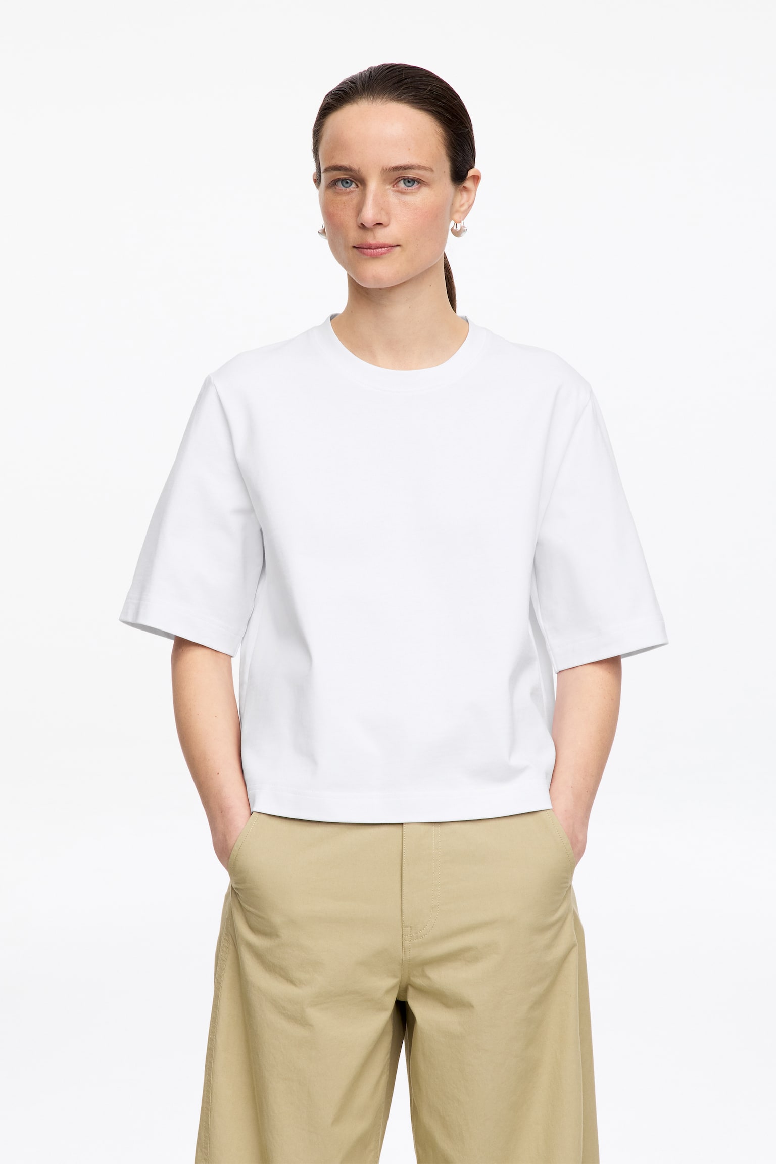 T-shirt coupe carrée ALBA - Blanc/Blanc/Marron/Noir - 1