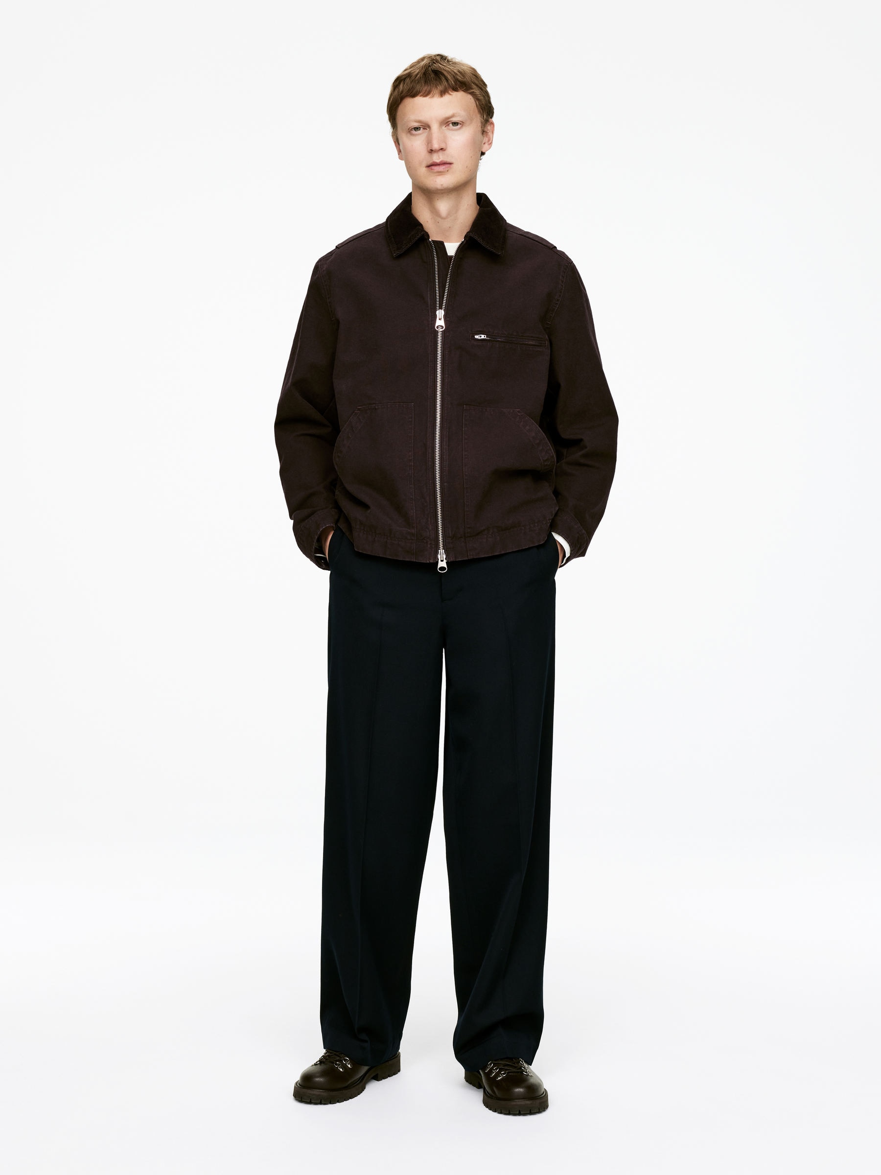 Cotton Canvas Jacket-#3F3838-16820