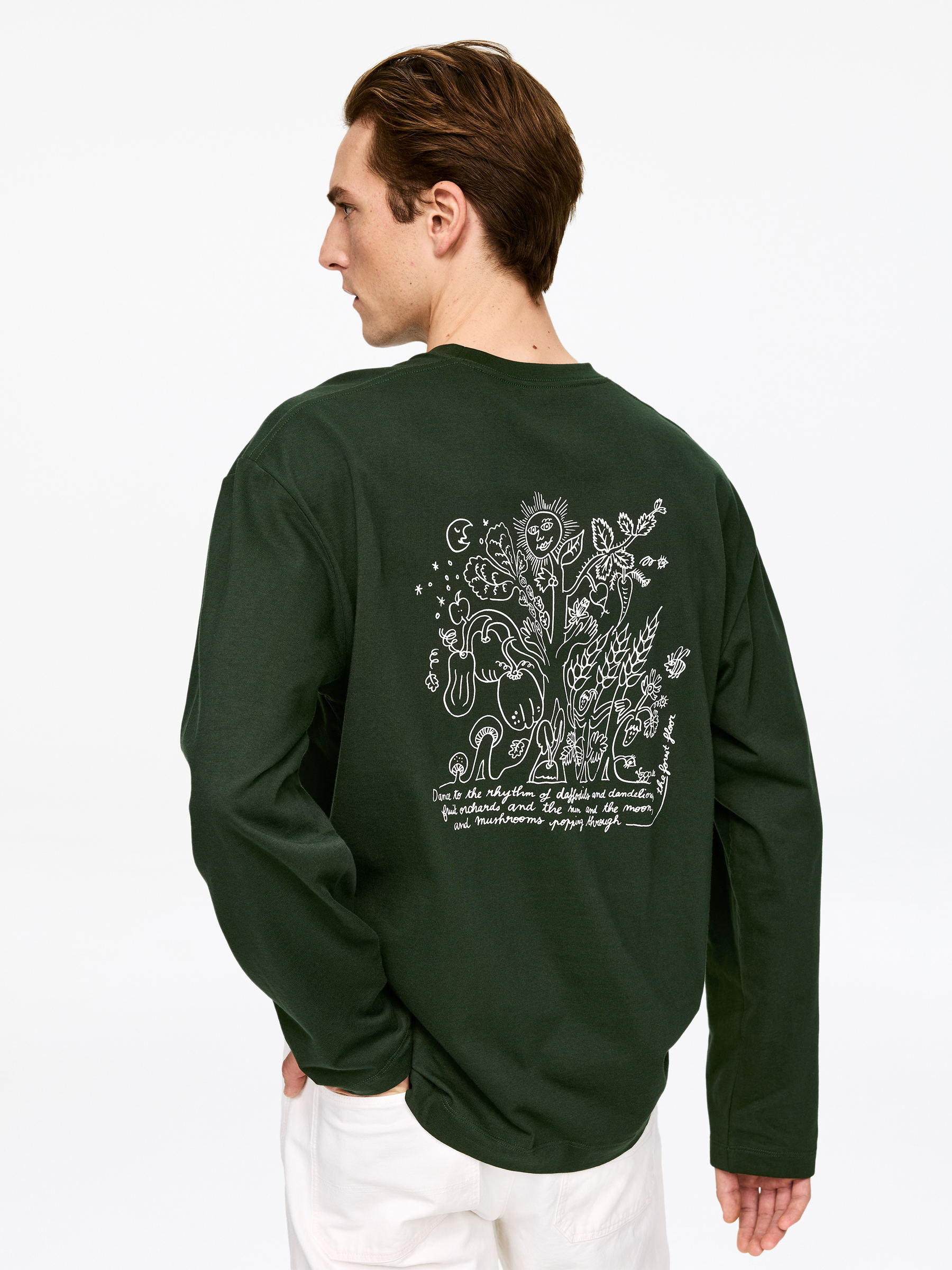 T-shirt à manches longues ARKET CAFÉ - Vert foncé - Loose fit - Café - StillMedia/Lookbook - 1