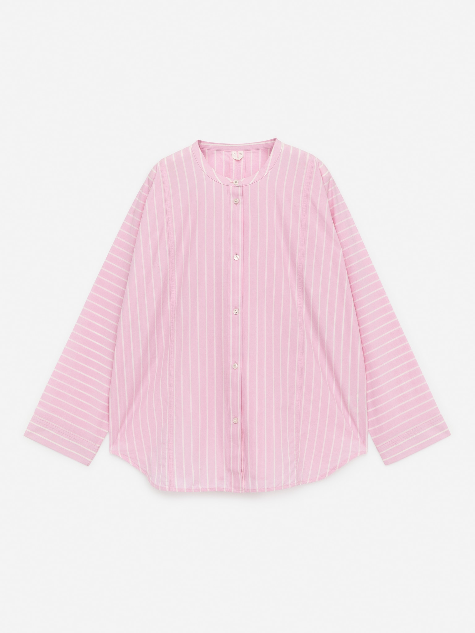 Chemise sans col - Rose/Blanc