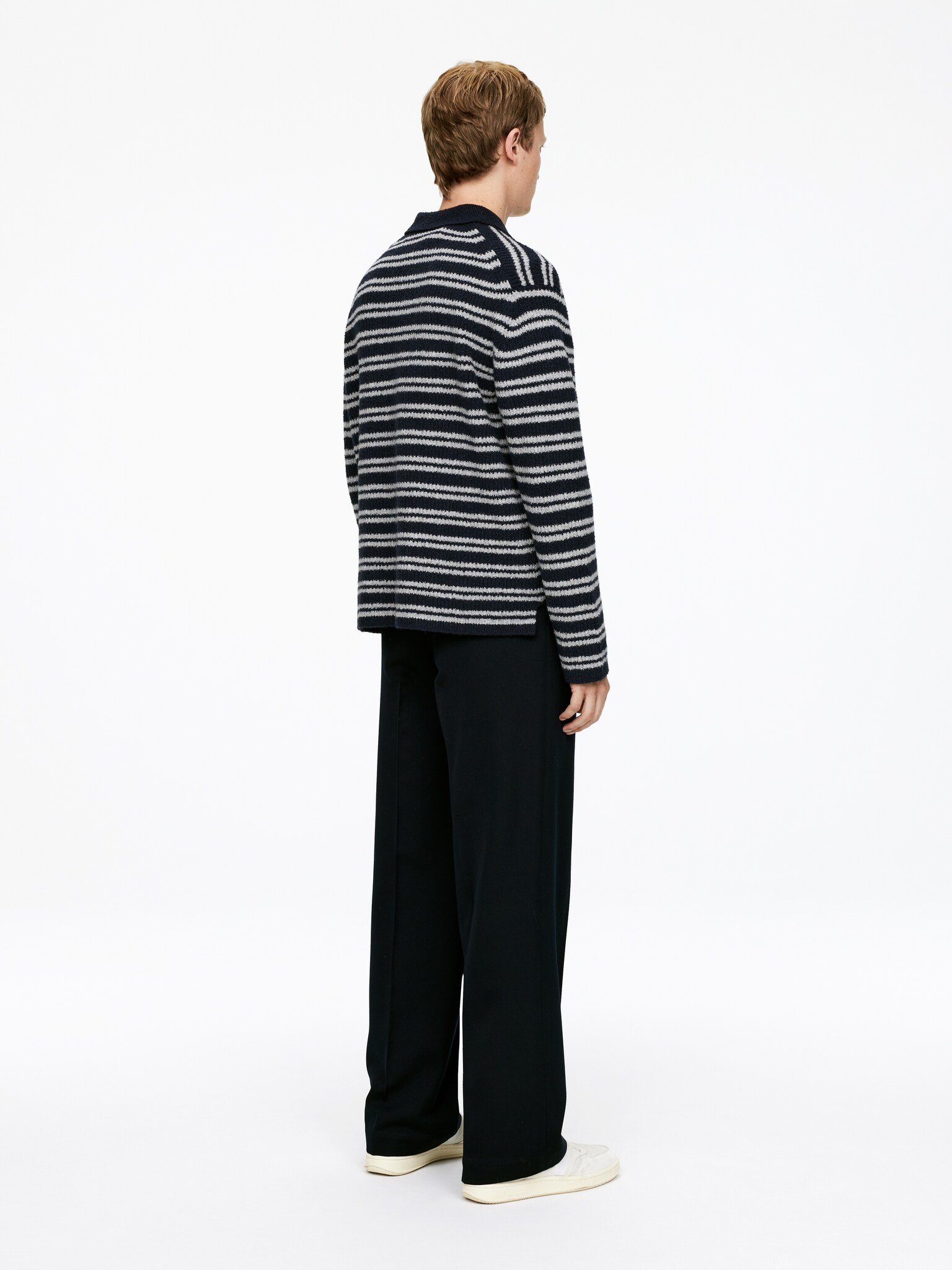 Pull polo en maille - Bleu foncé/Blanc cassé - 6