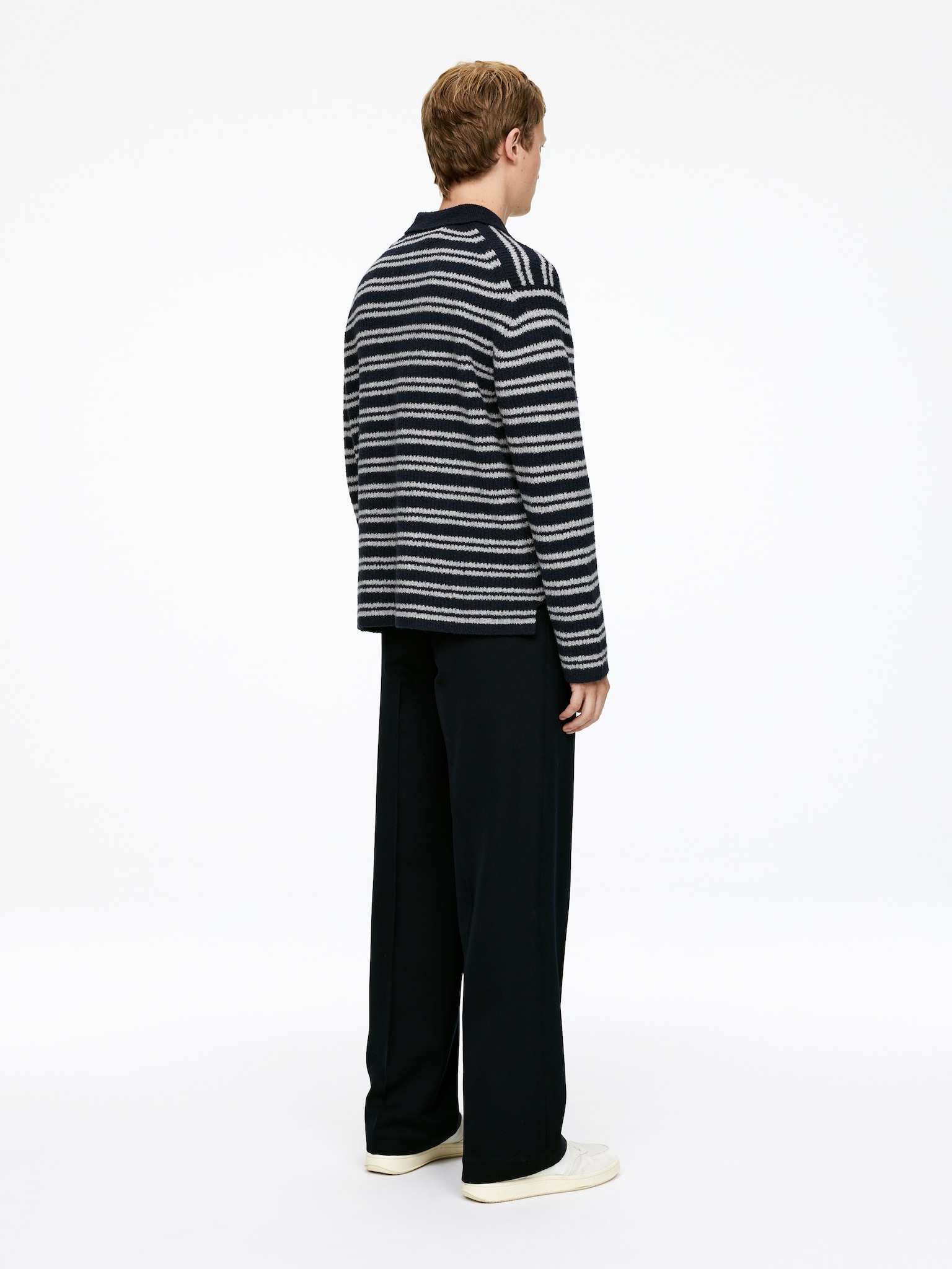 Pull polo en maille - Bleu foncé/Blanc cassé - 4