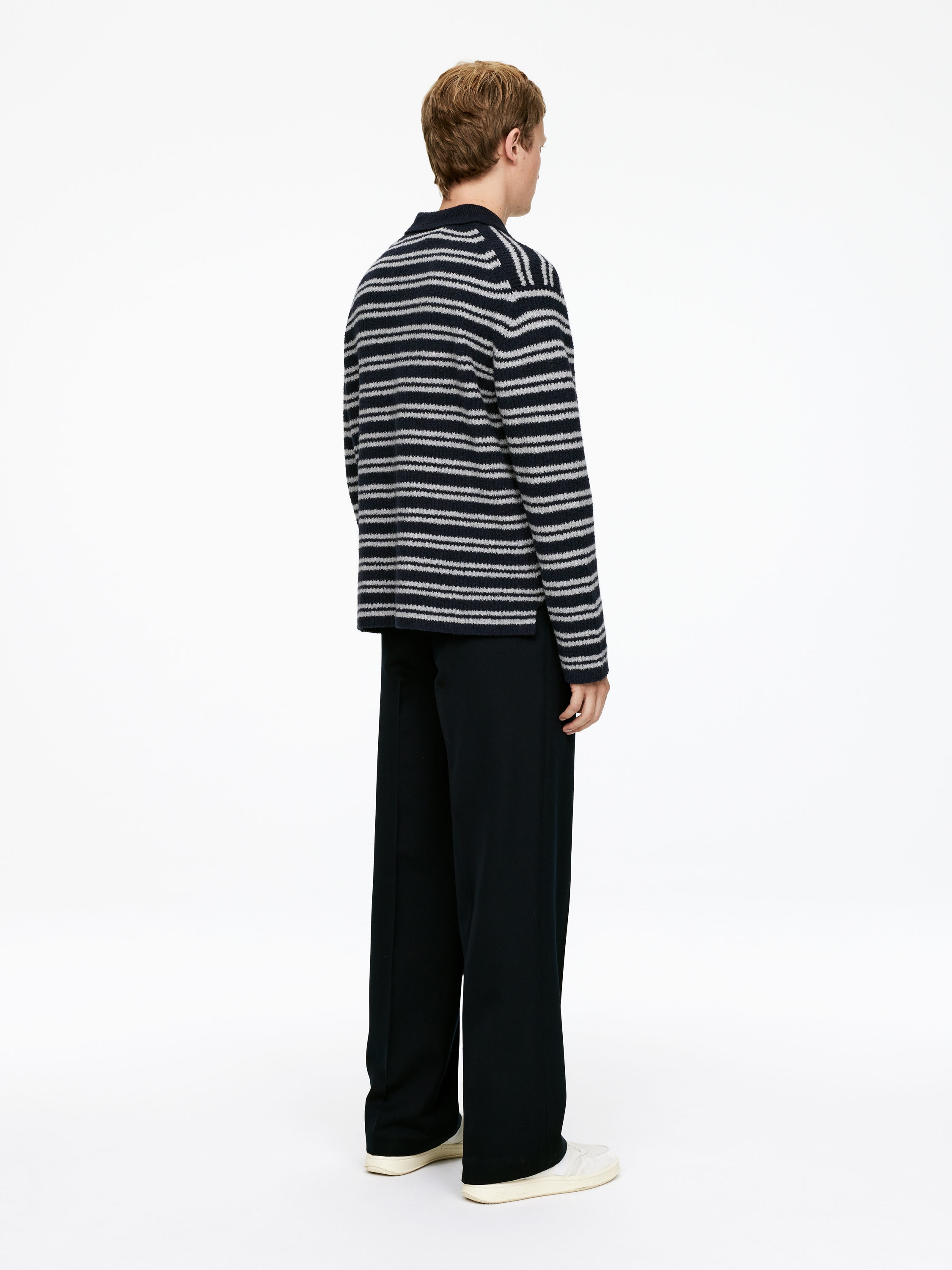 Knitted Polo Jumper - Dark Blue/Off White - Regular fit - Men - StillMedia/Lookbook - 3
