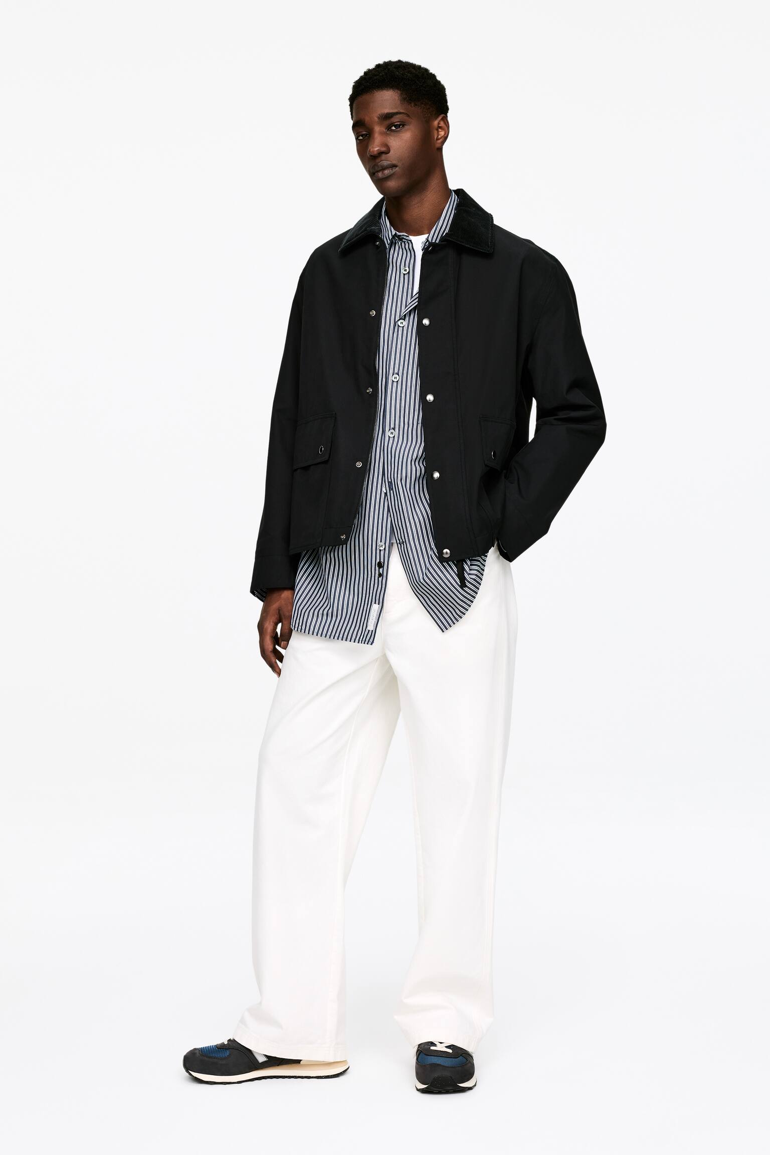 Oversize poplinskjorta - Blå/randig - 4