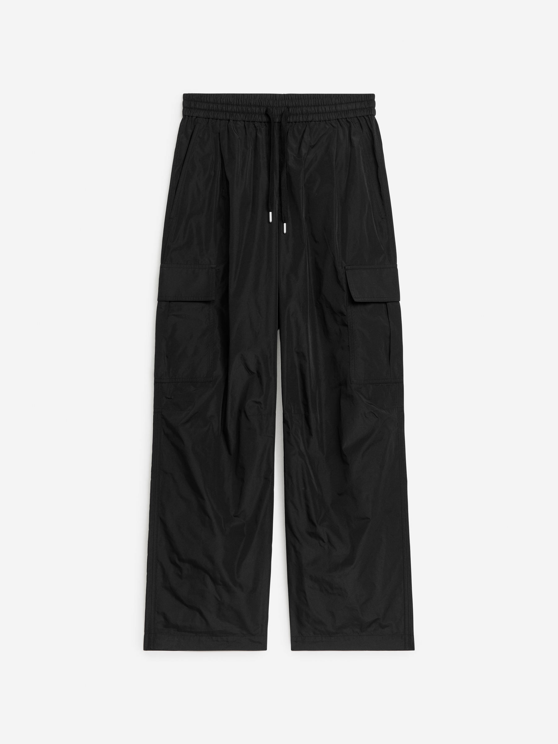Taffeta Cargo Trousers-Black-5274