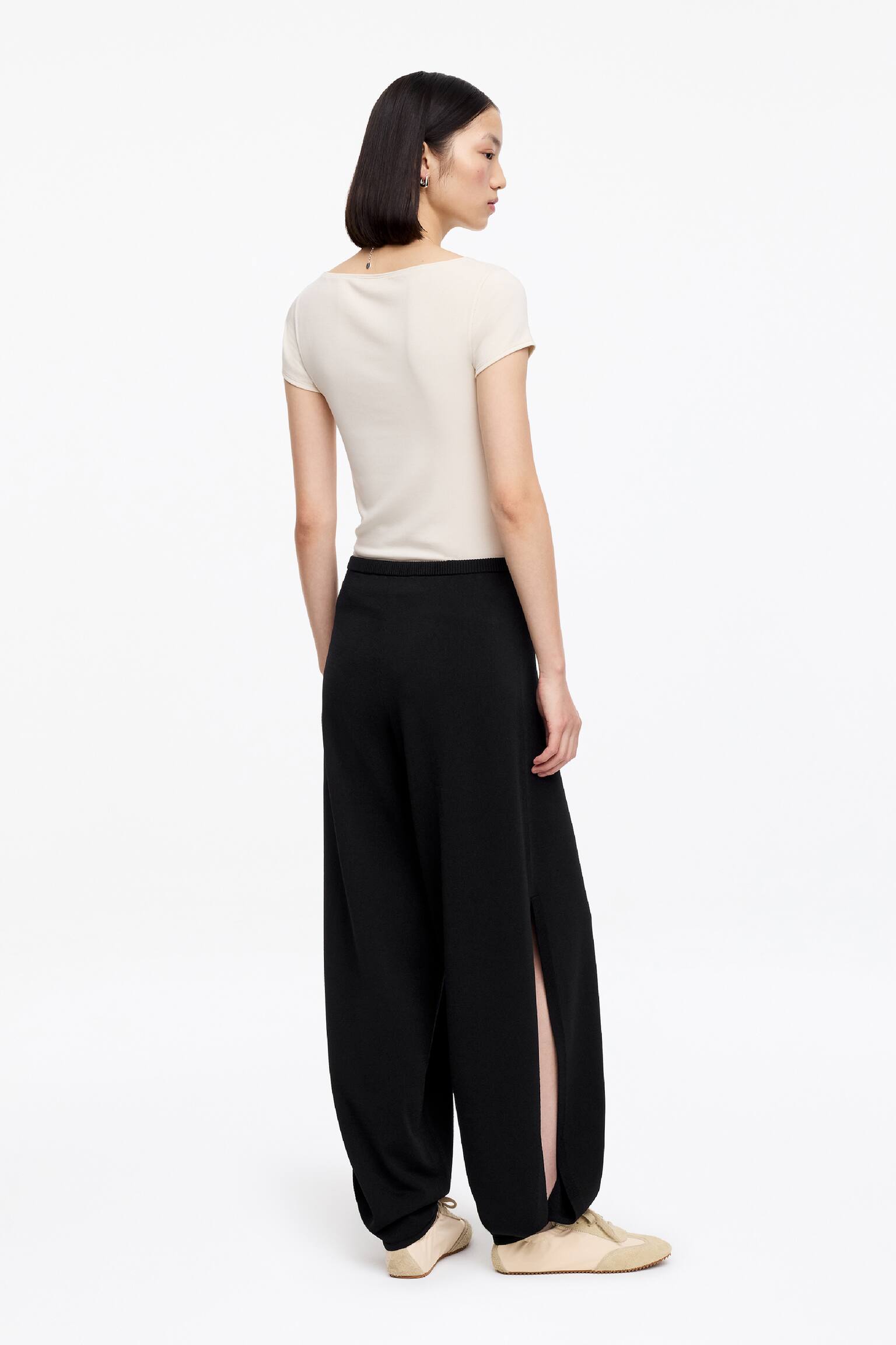 Stickade byxor - Svart - 3