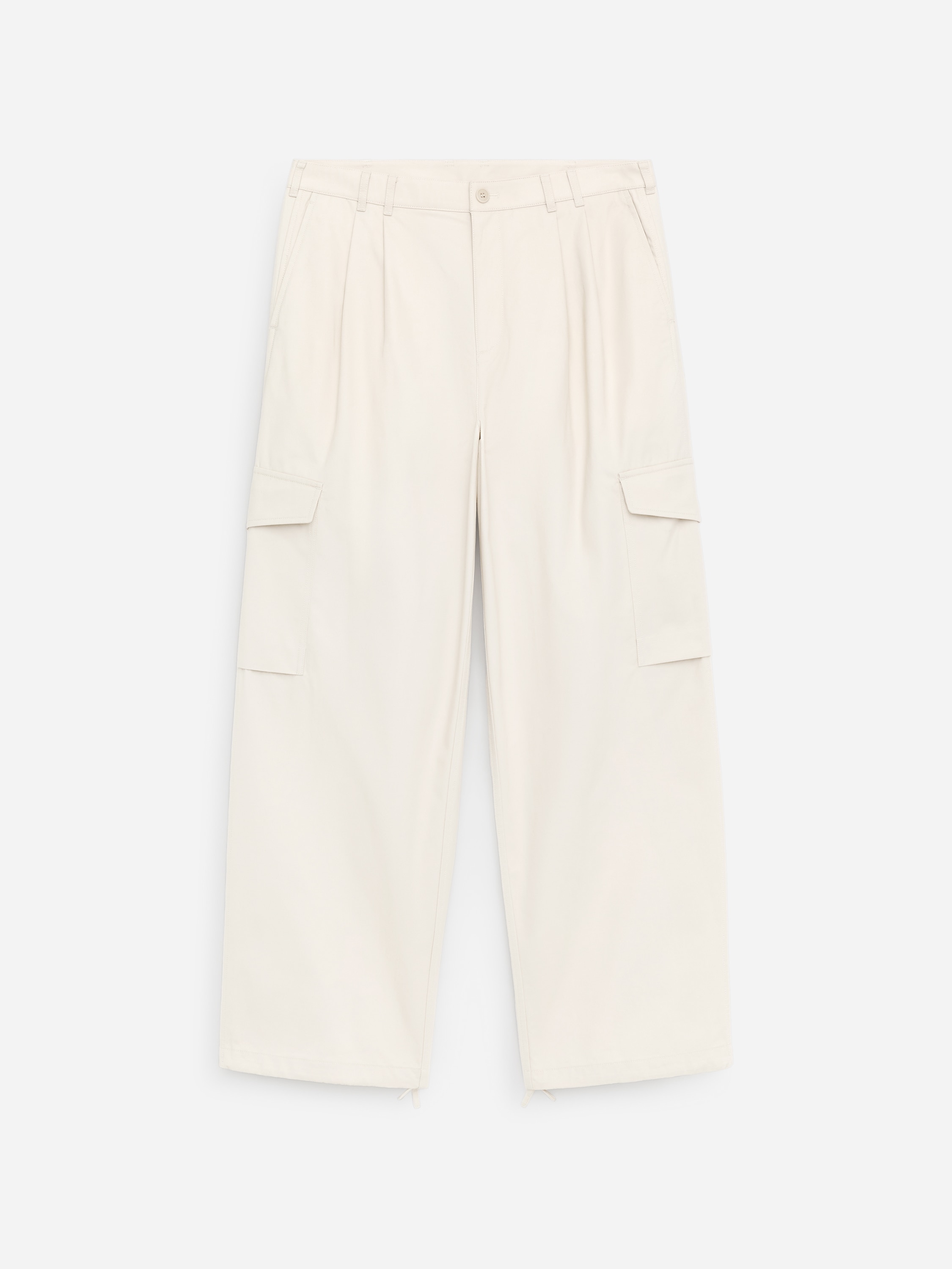 Weite Cargohose - Cremeweiß/Khaki