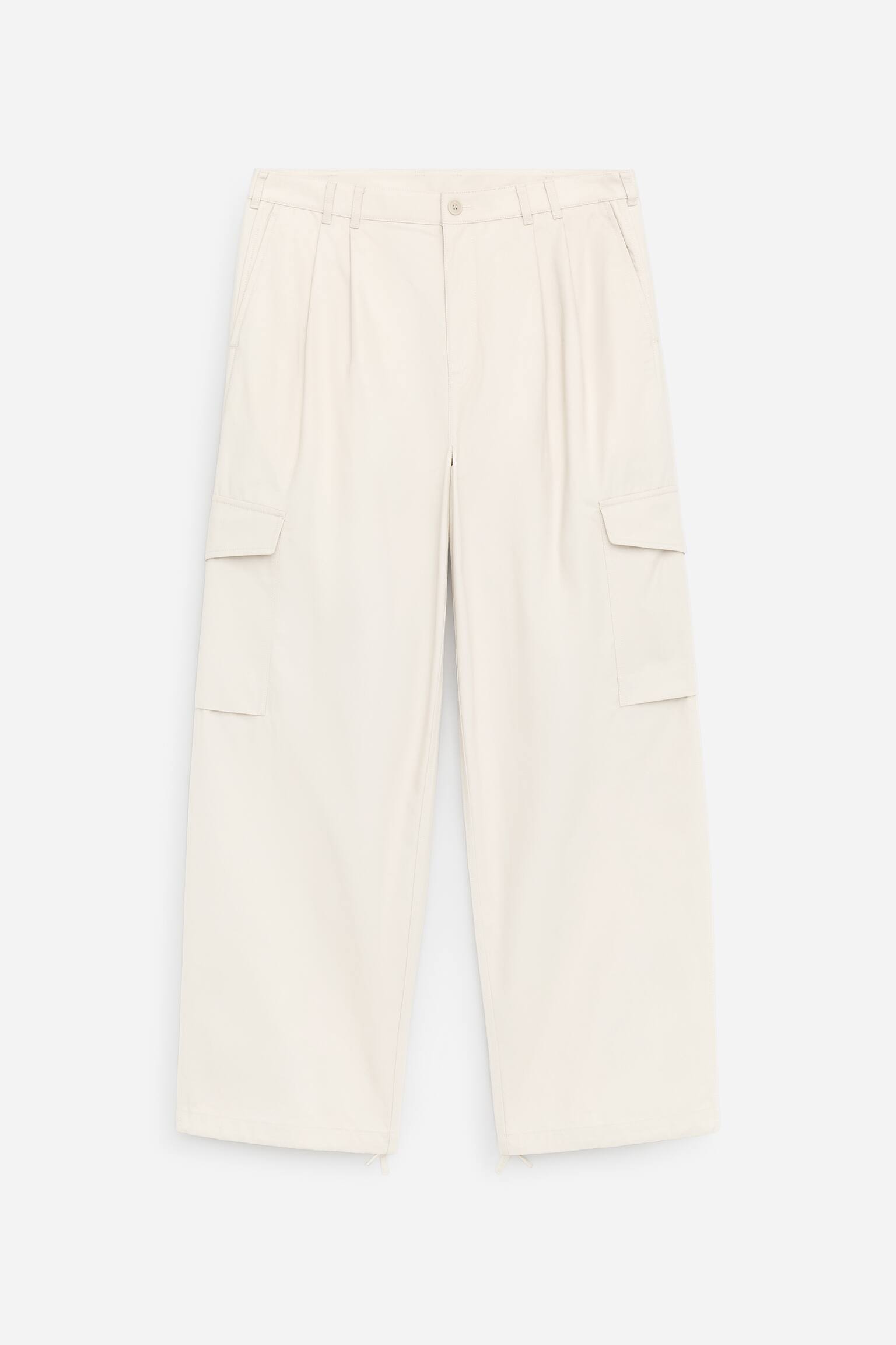 Voľné cargo nohavice - Sivobiela/Khaki zelená - 2