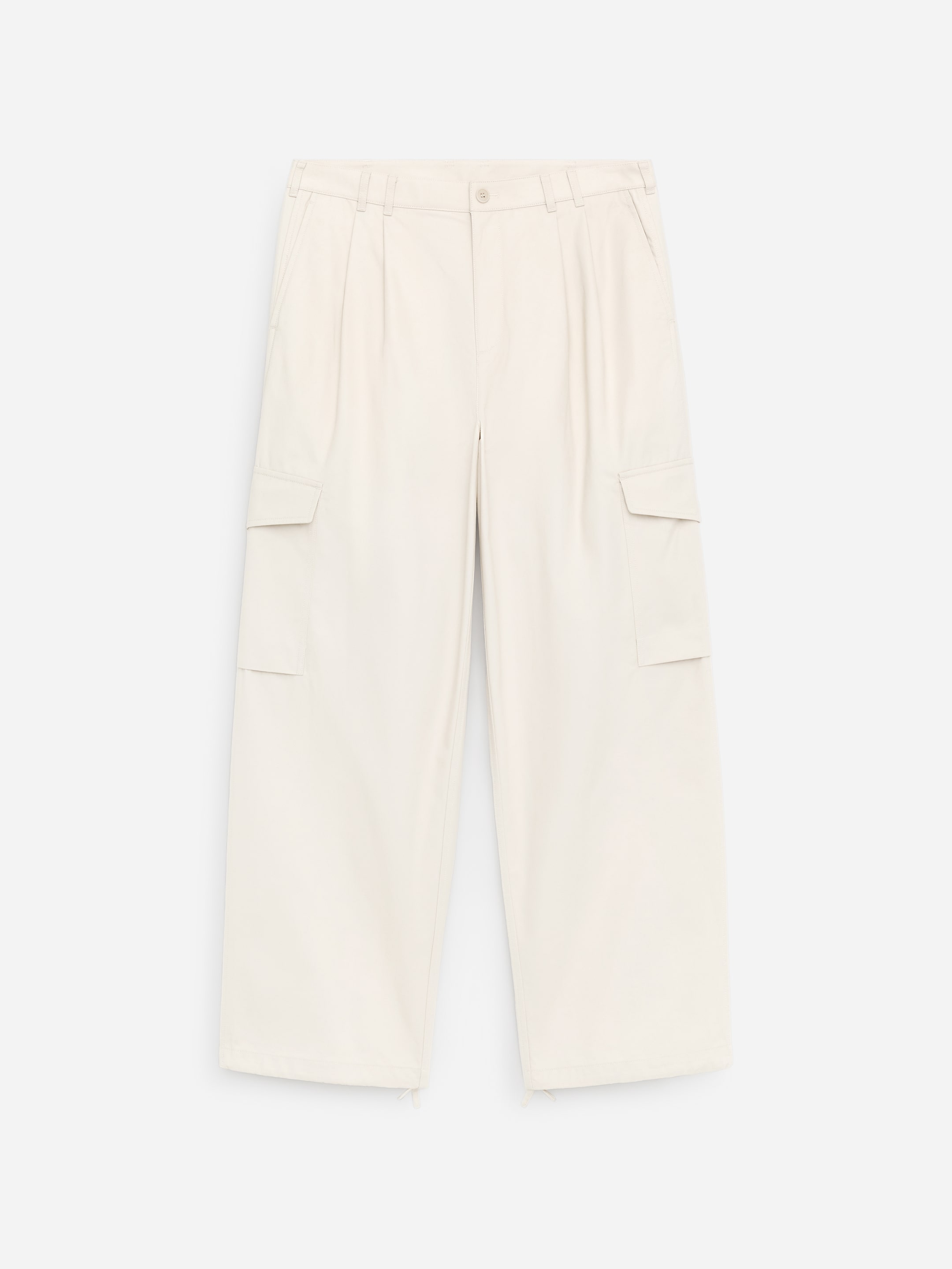 Loose-Fit Cargo Trousers-White-18387