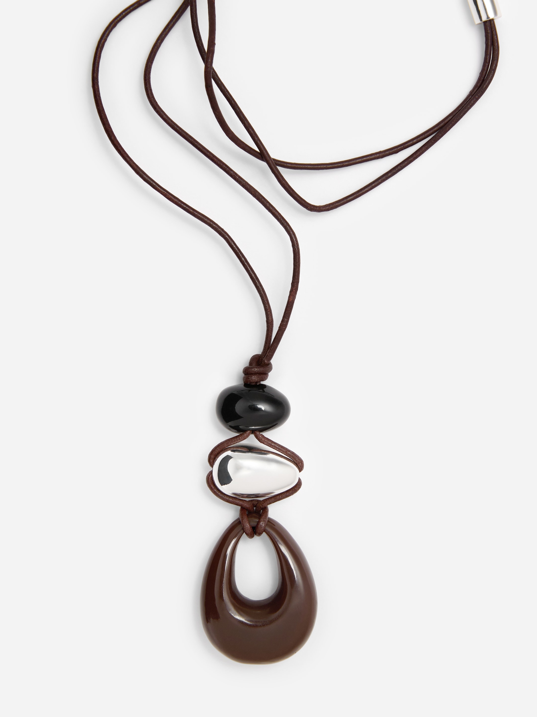 Bead Pendant Cord Necklace - Brown - Women - StillMedia/DescriptiveDetail - 1