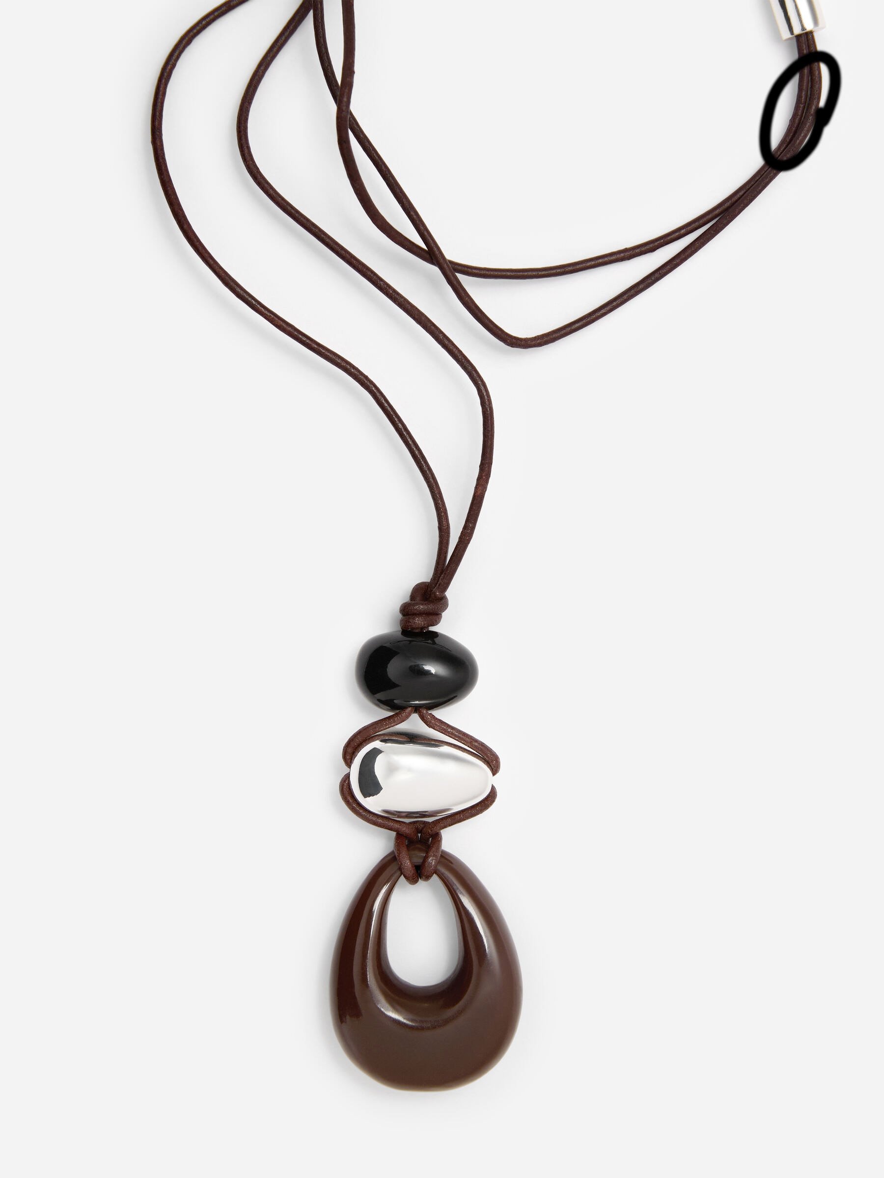 Bead Pendant Cord Necklace - Brown - Women - StillMedia/DescriptiveDetail - 1