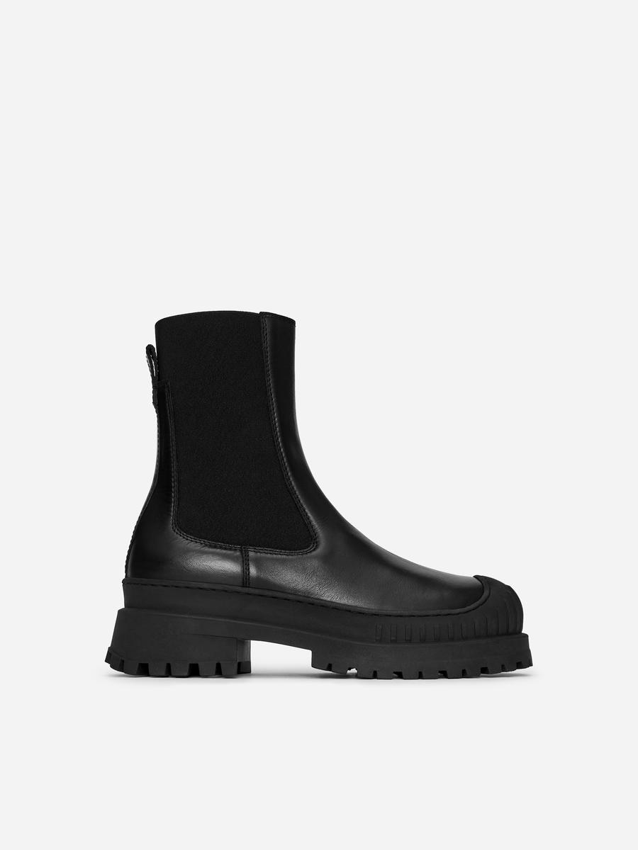 ARKET Women's  Chunky Leather Ankle Boots Black,  size 40