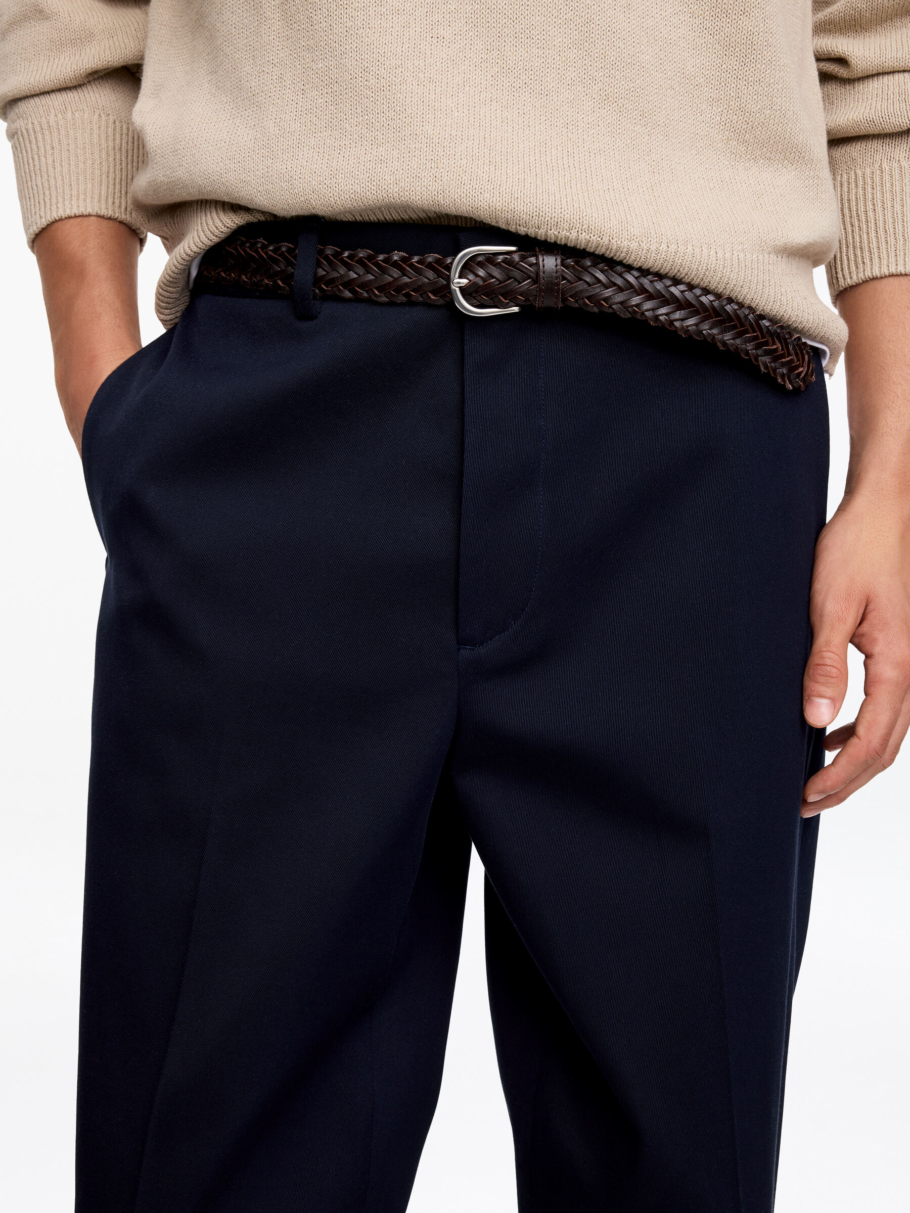 Wide Dressed Cotton Trousers - Dark Blue - Loose fit - Men - StillMedia/Lookbook - 5