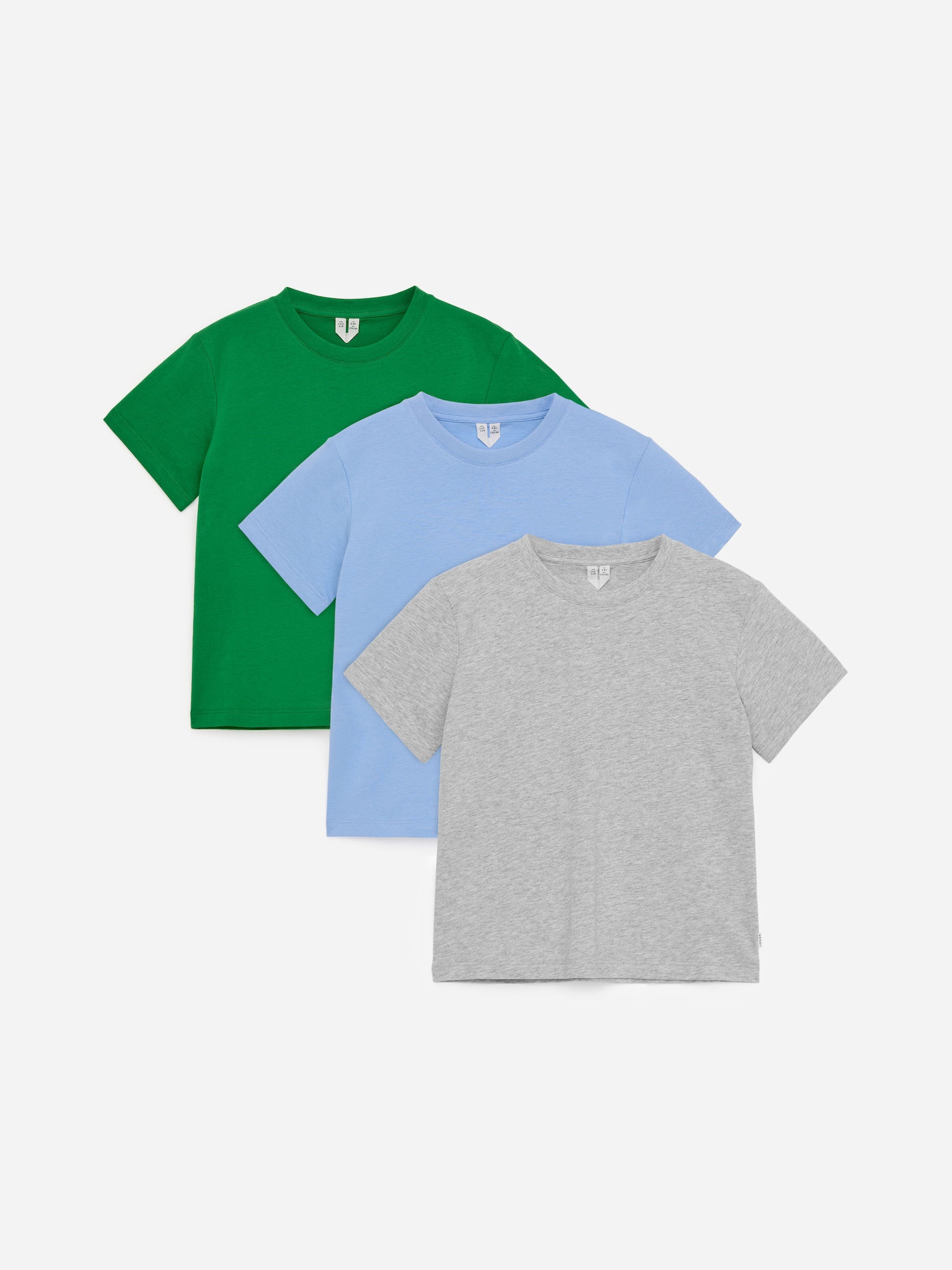 T-Shirt mit Rundhalsausschnitt, 3er-Pack - Blau/Grün/Grau/Flieder/Gelb/Rosa/Weiß/Flieder/Lila/Rosa/Orange/Blau/Grün/Weiß/Grau/Dunkelblau/Blau/Lila/Cremeweiß