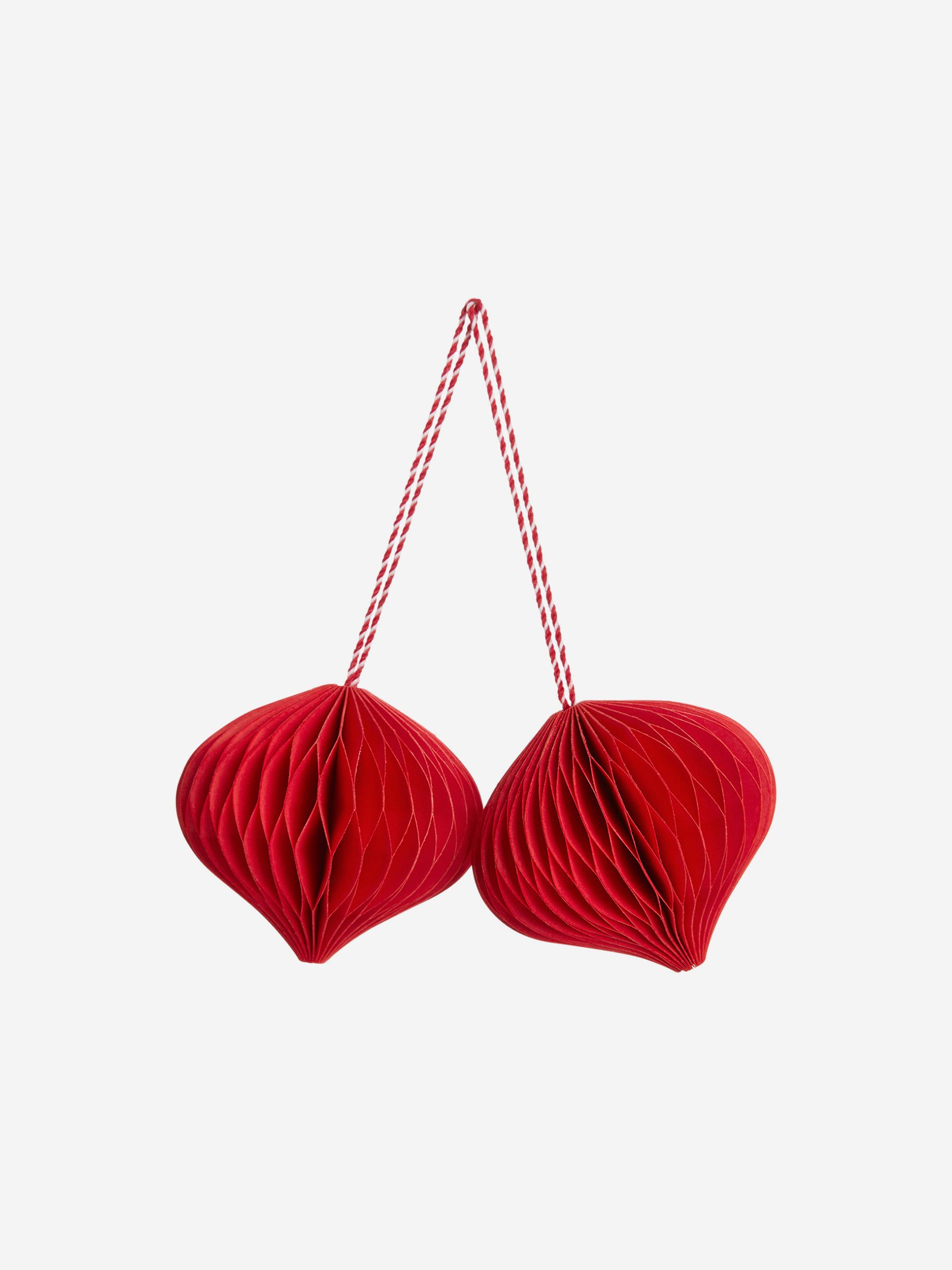Honeycomb Ornaments Set of 2 - Red - Homeware - StillMedia/DescriptiveStillLife - 1