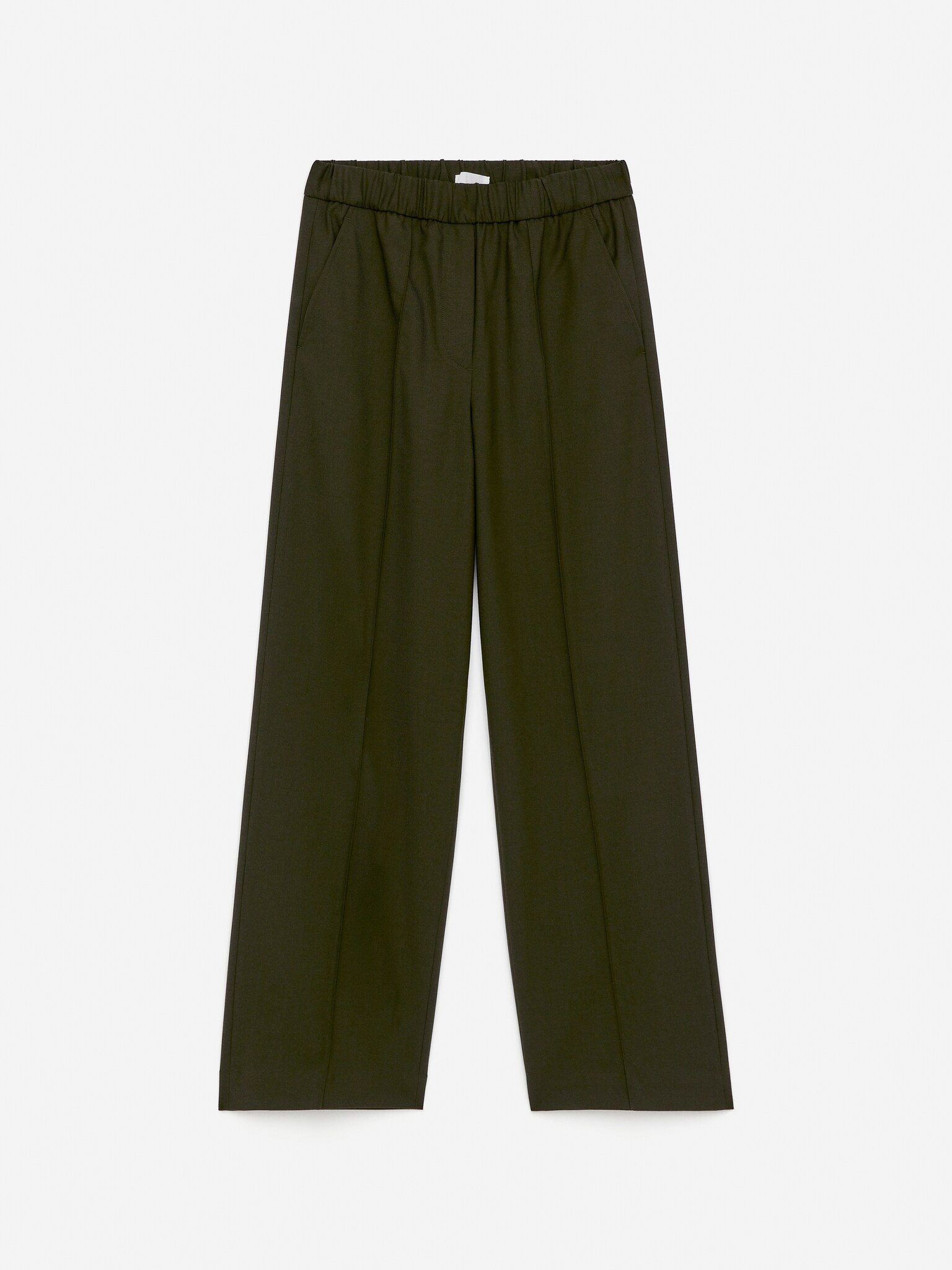 Pantalon tailleur à taille élastiquée - Vert foncé - 2