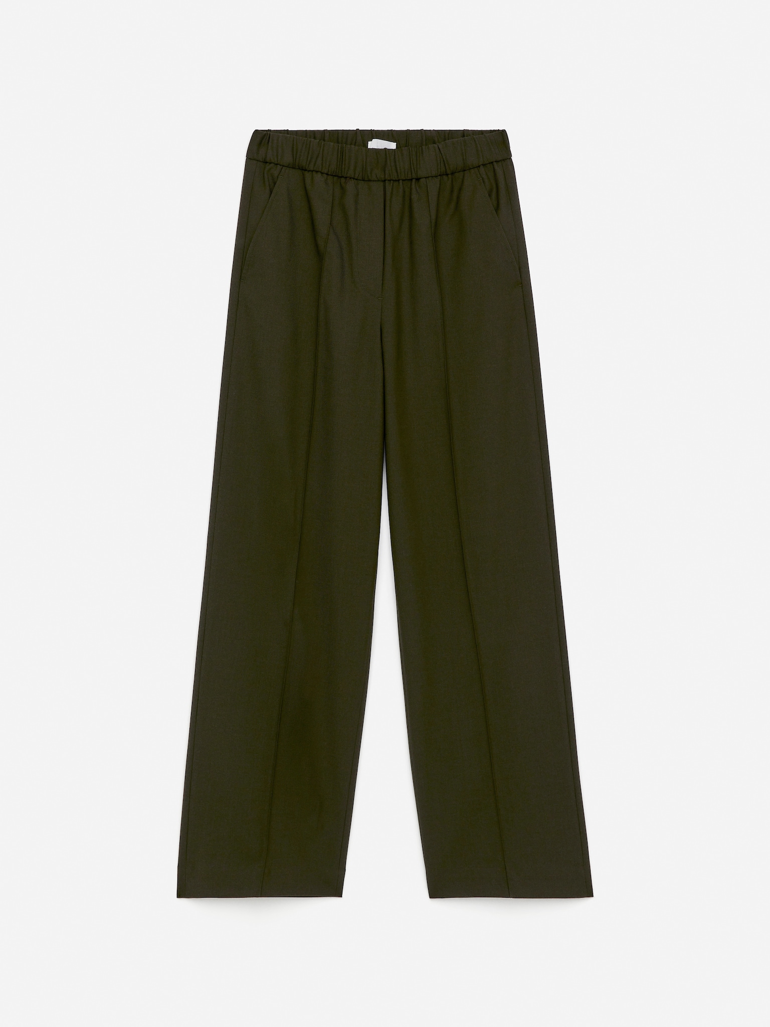 Pantalon tailleur à taille élastiquée - Vert foncé - 2