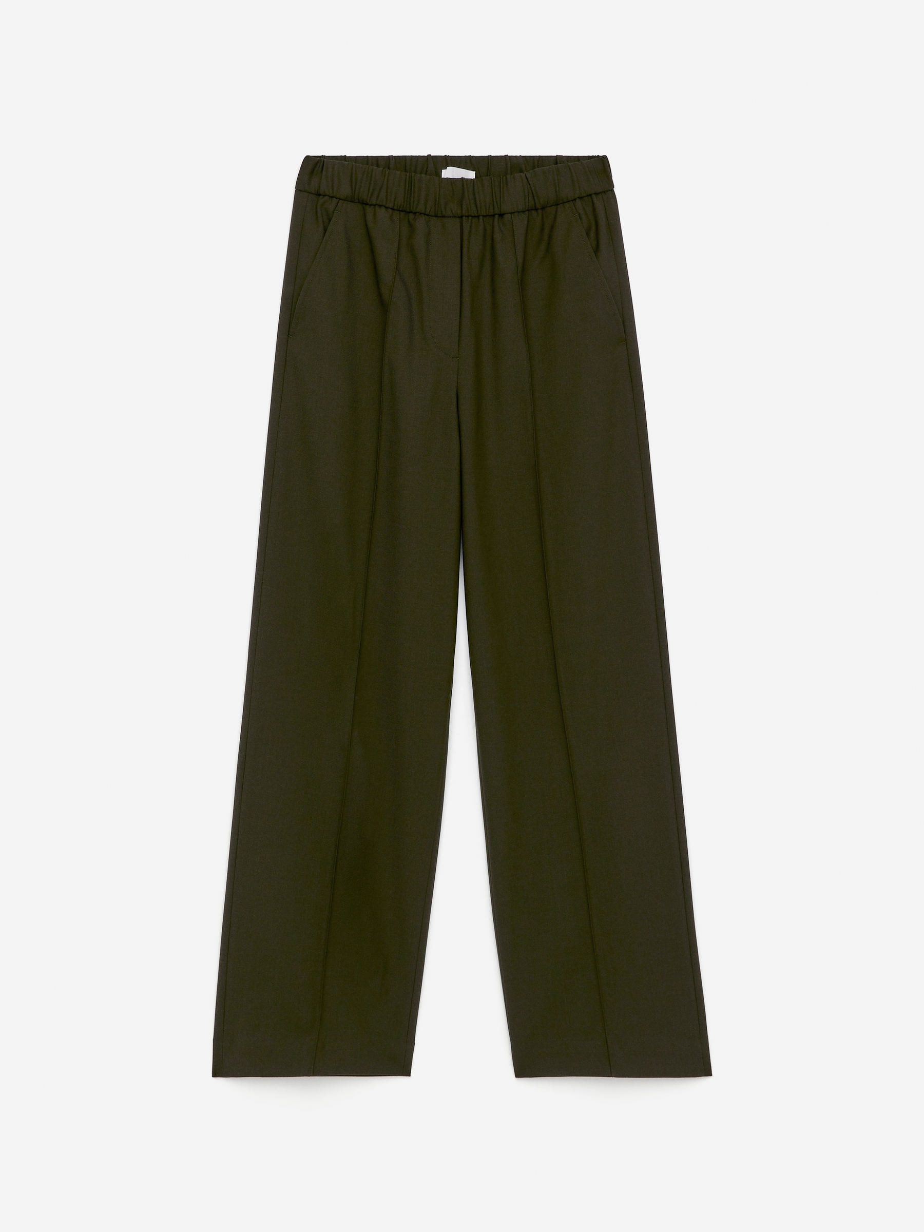 Elastic Waist Tailored Trousers-Green-16770