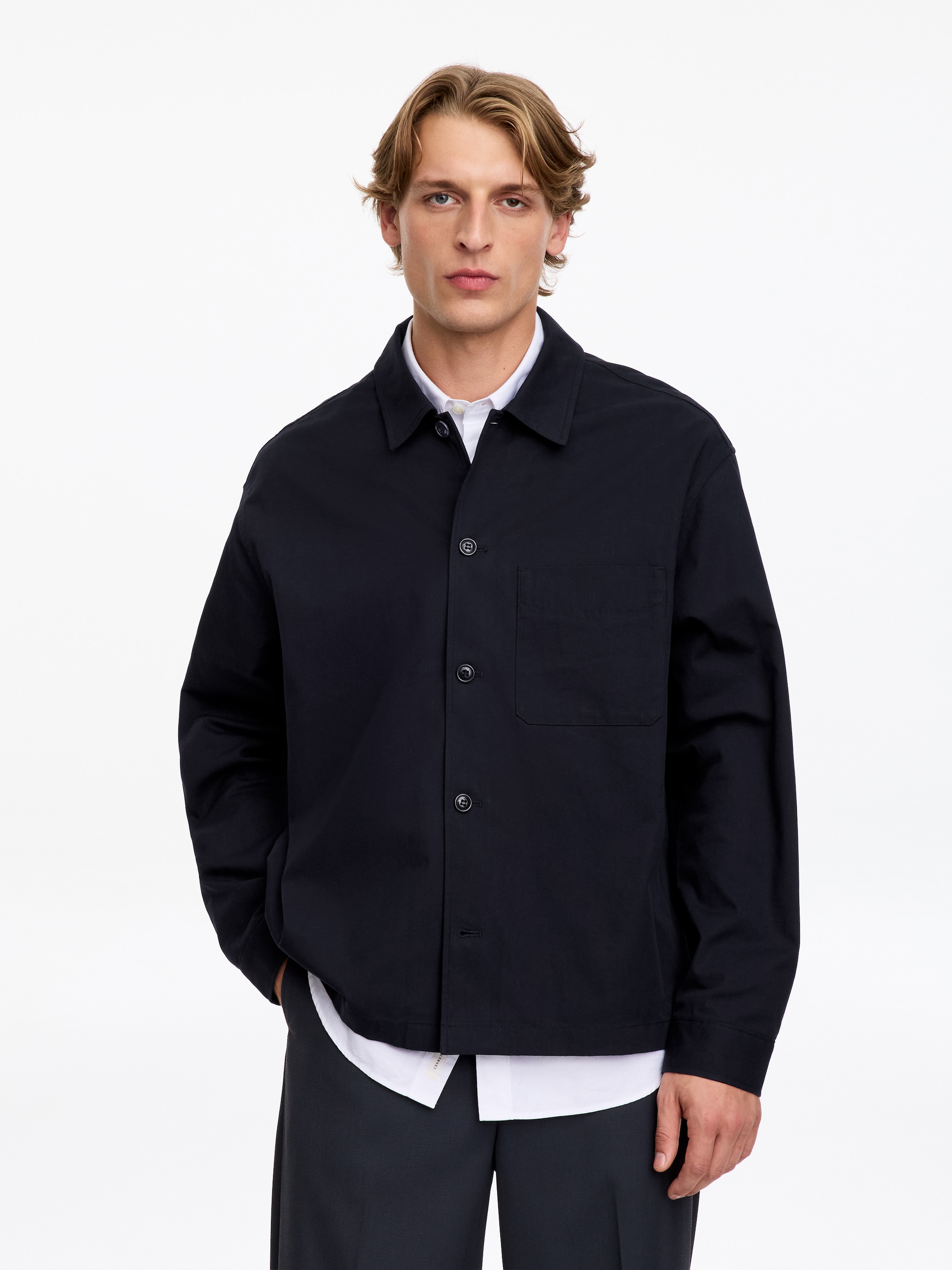 Cotton Overshirt - Dark Blue - Regular fit - men - StillMedia/Lookbook - 3