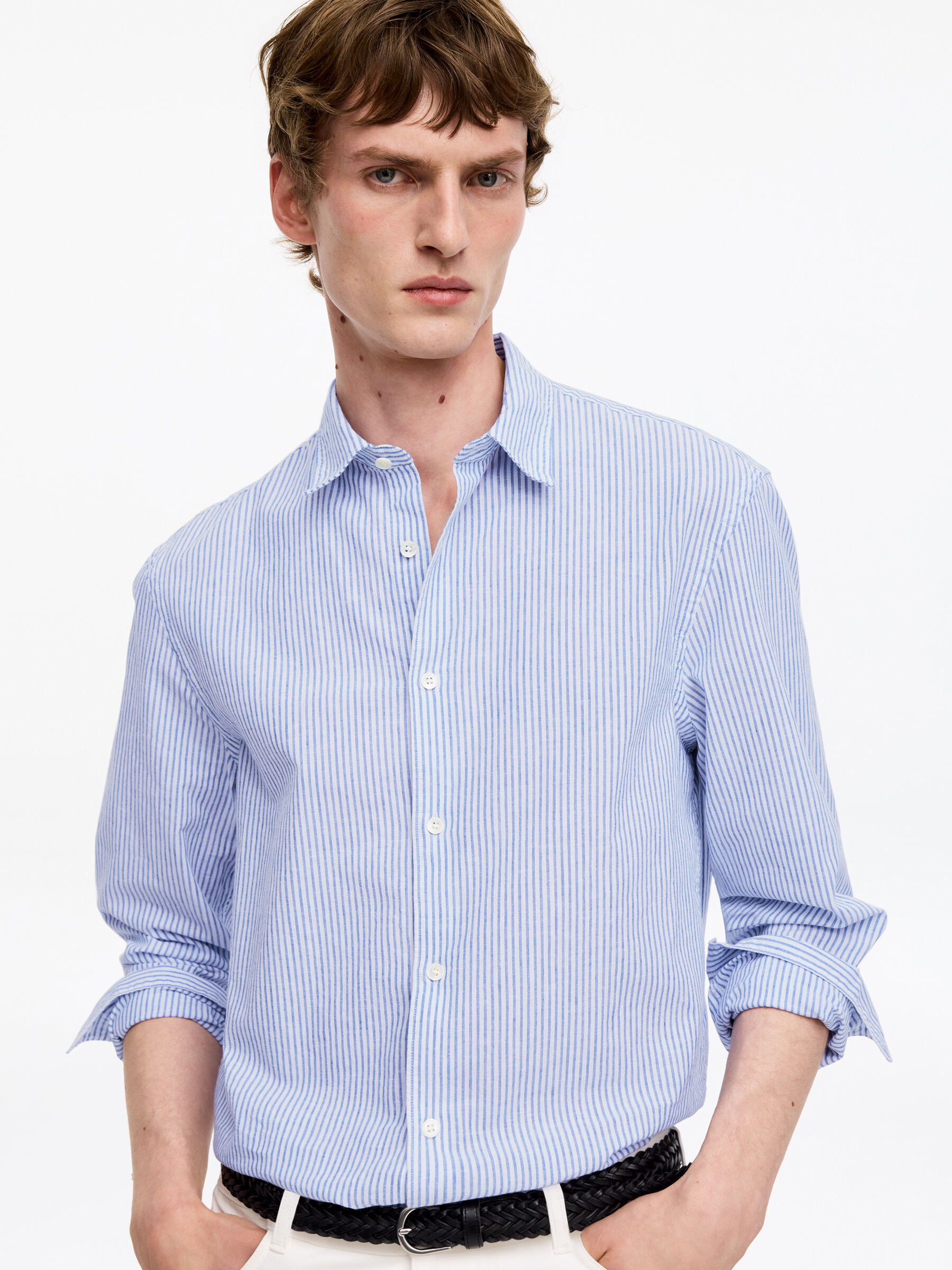 Cotton Blend Shirt - Blue/White - Regular fit - Men - StillMedia/Lookbook - 2