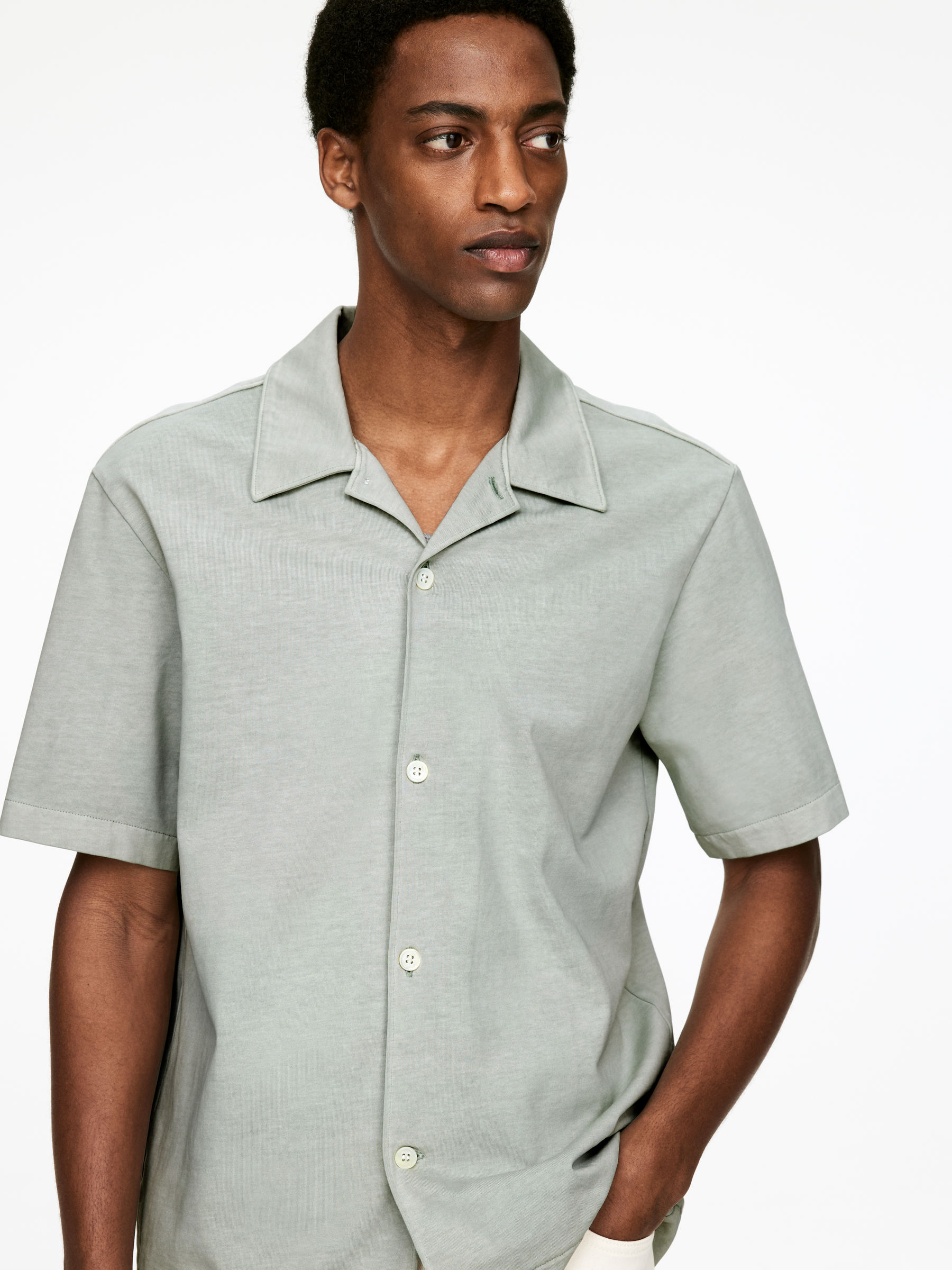 Short-Sleeve Jersey Shirt - Dusty Mint - Loose fit - Men - StillMedia/Lookbook - 4