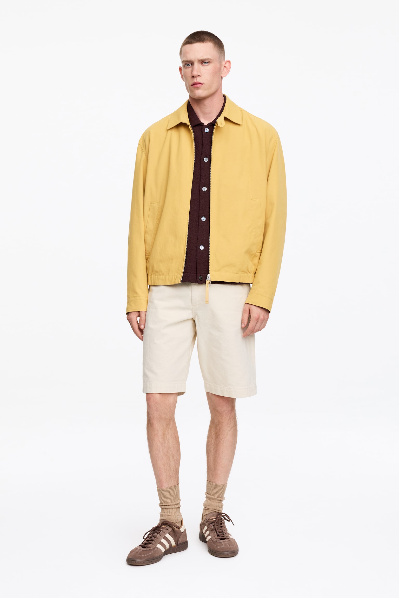 Tømrershorts i denim - Ecru - 1