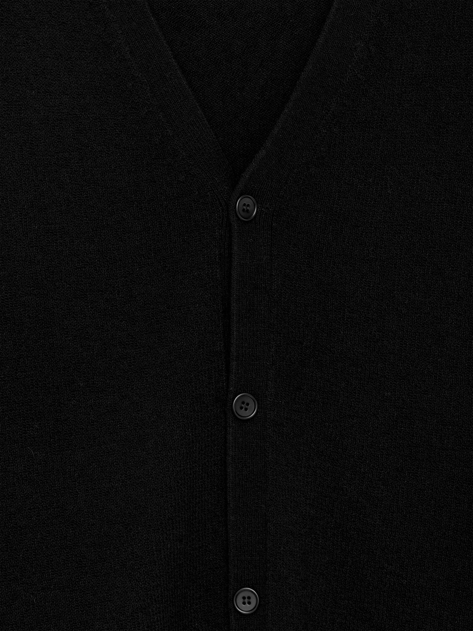 Wool-Cotton Vest Cardigan - Black/Grey - 2