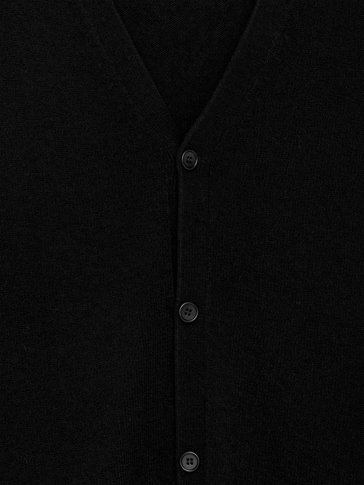 Wool-Cotton Vest Cardigan - Black/Grey - 2