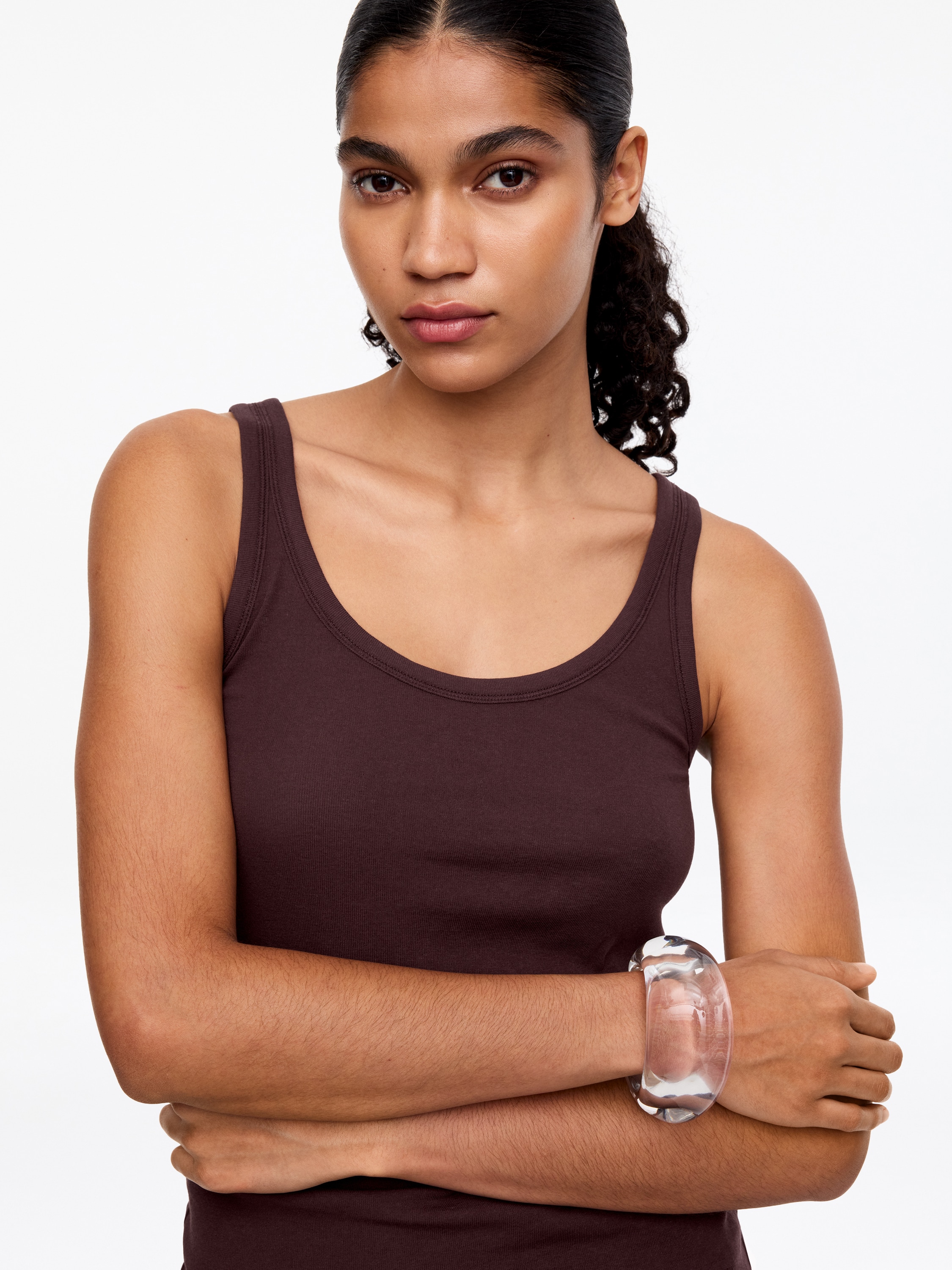 Scoop-Neck Tank Top – Brown – Women – ARKET DK