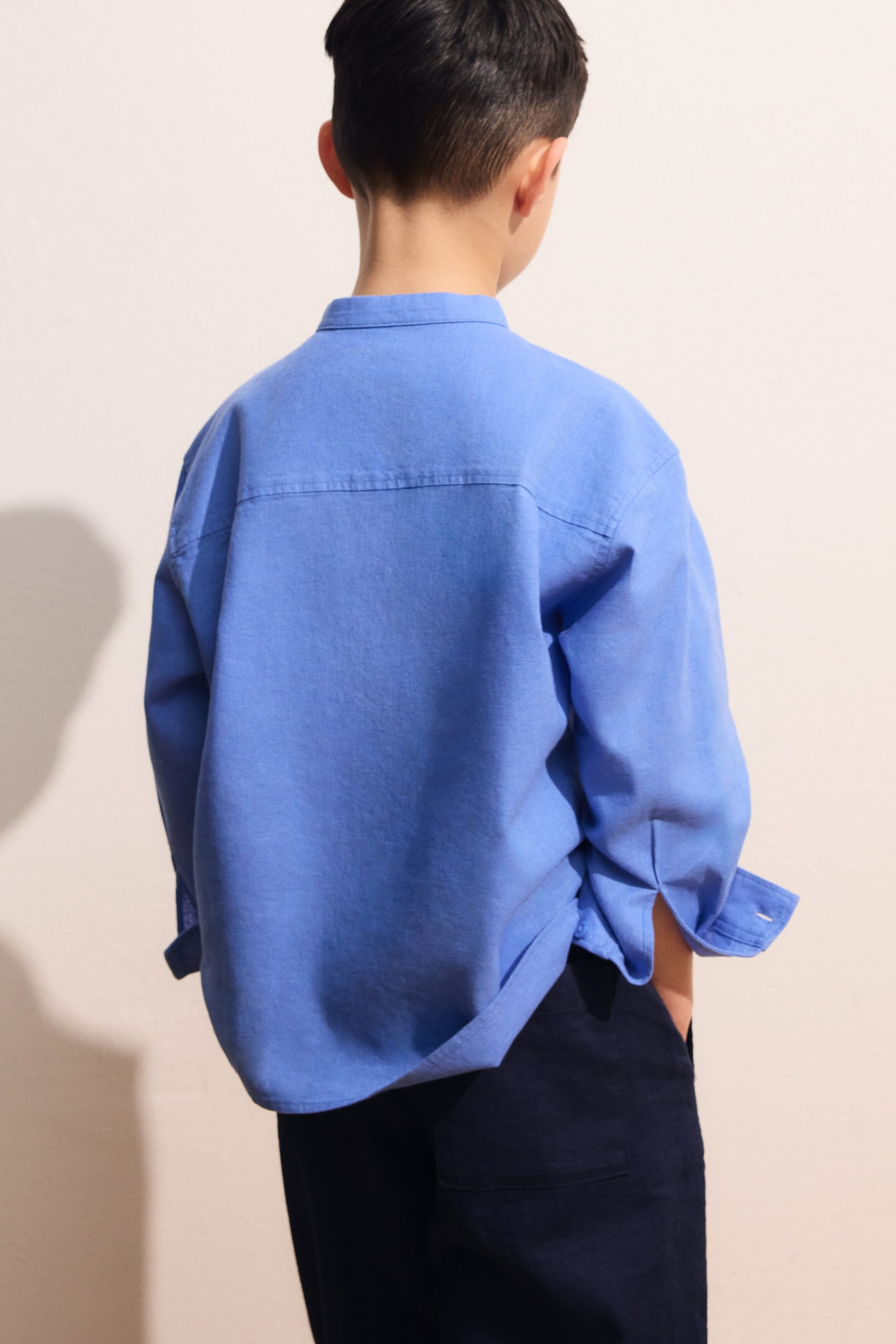 Visualizza immagine più grande: Pantaloni pull on in misto lino - Blu scuro - BAMBINO | H&M IT 1