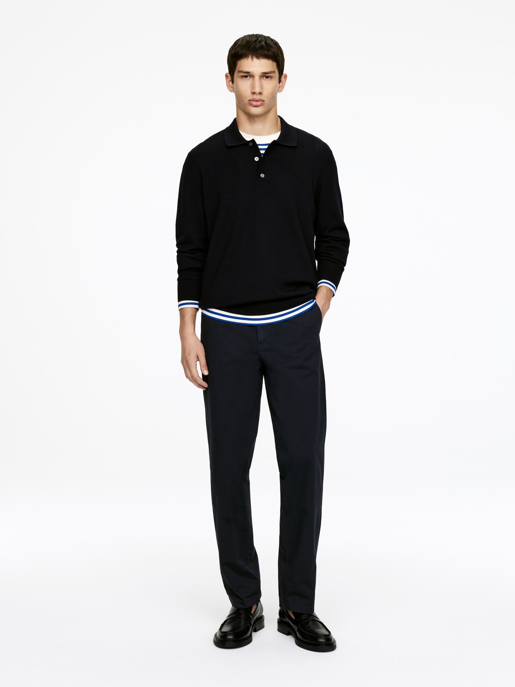 Straight Cotton Chinos - Dark Blue - Regular fit - Men - StillMedia/Lookbook - 6