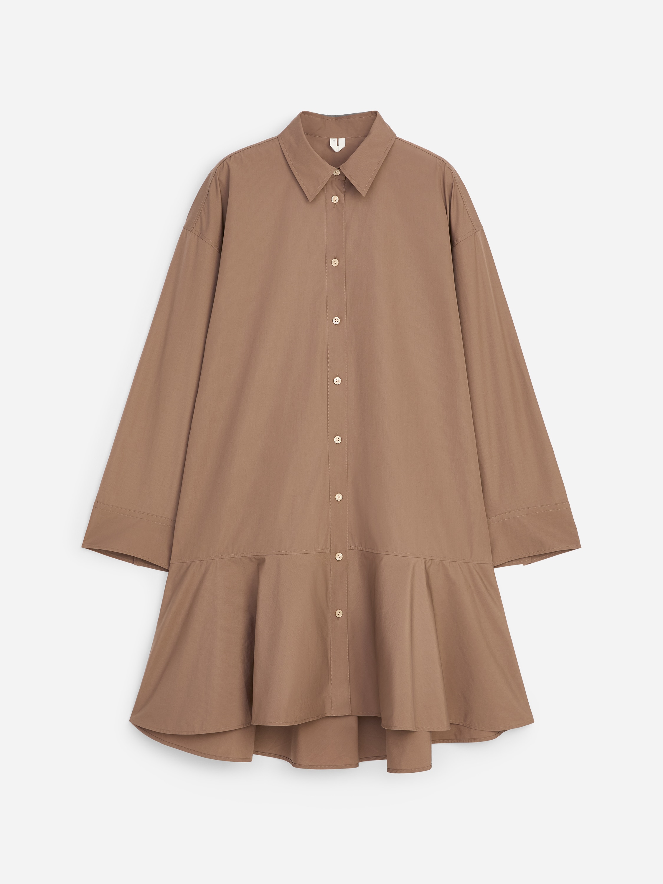 Robe-chemise péplum en coton - Taupe foncé