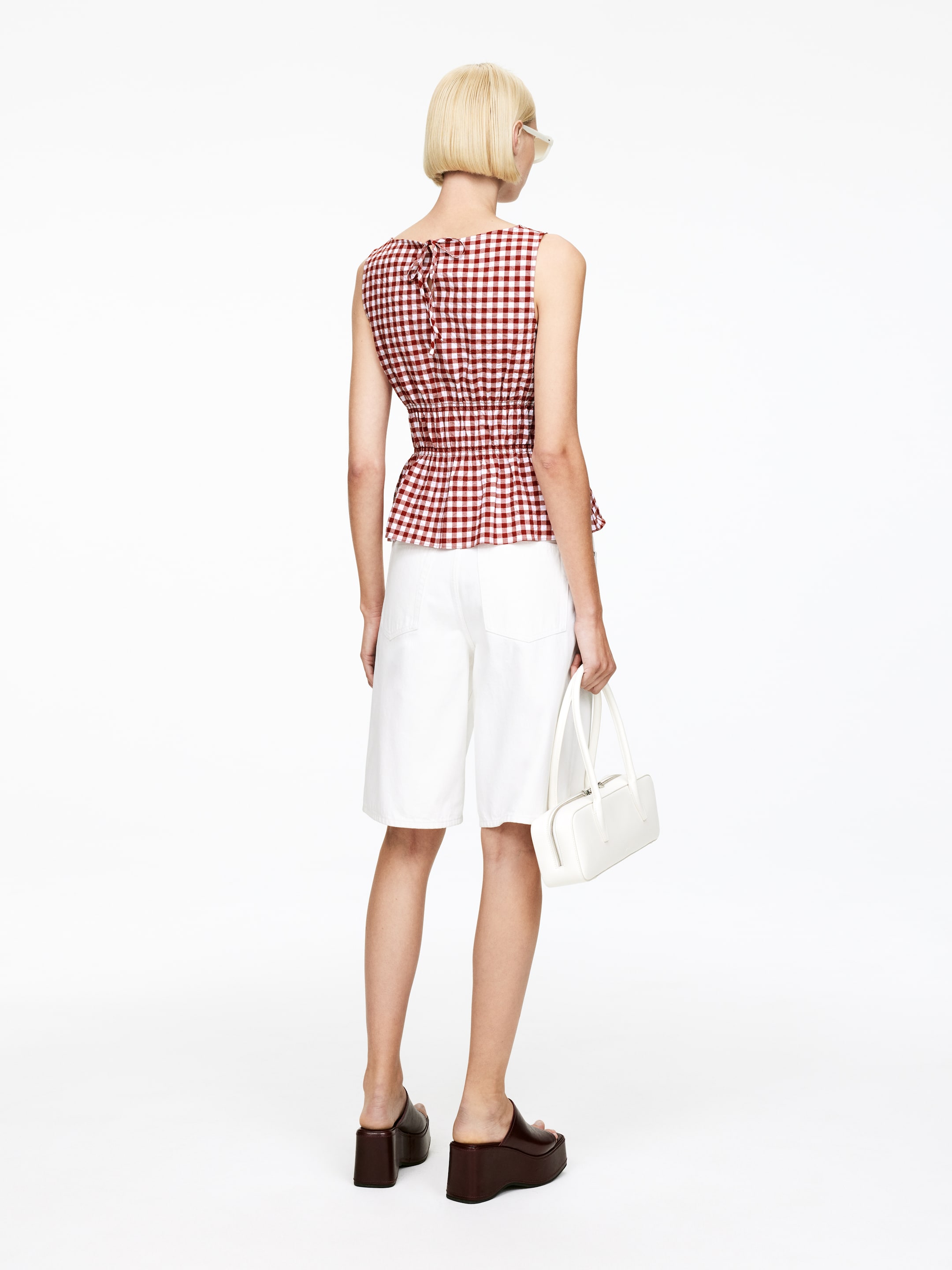 Vezi imaginea mai mare: Top smock seersucker - Ruginiu/Alb - FEMEI | H&M RO 4