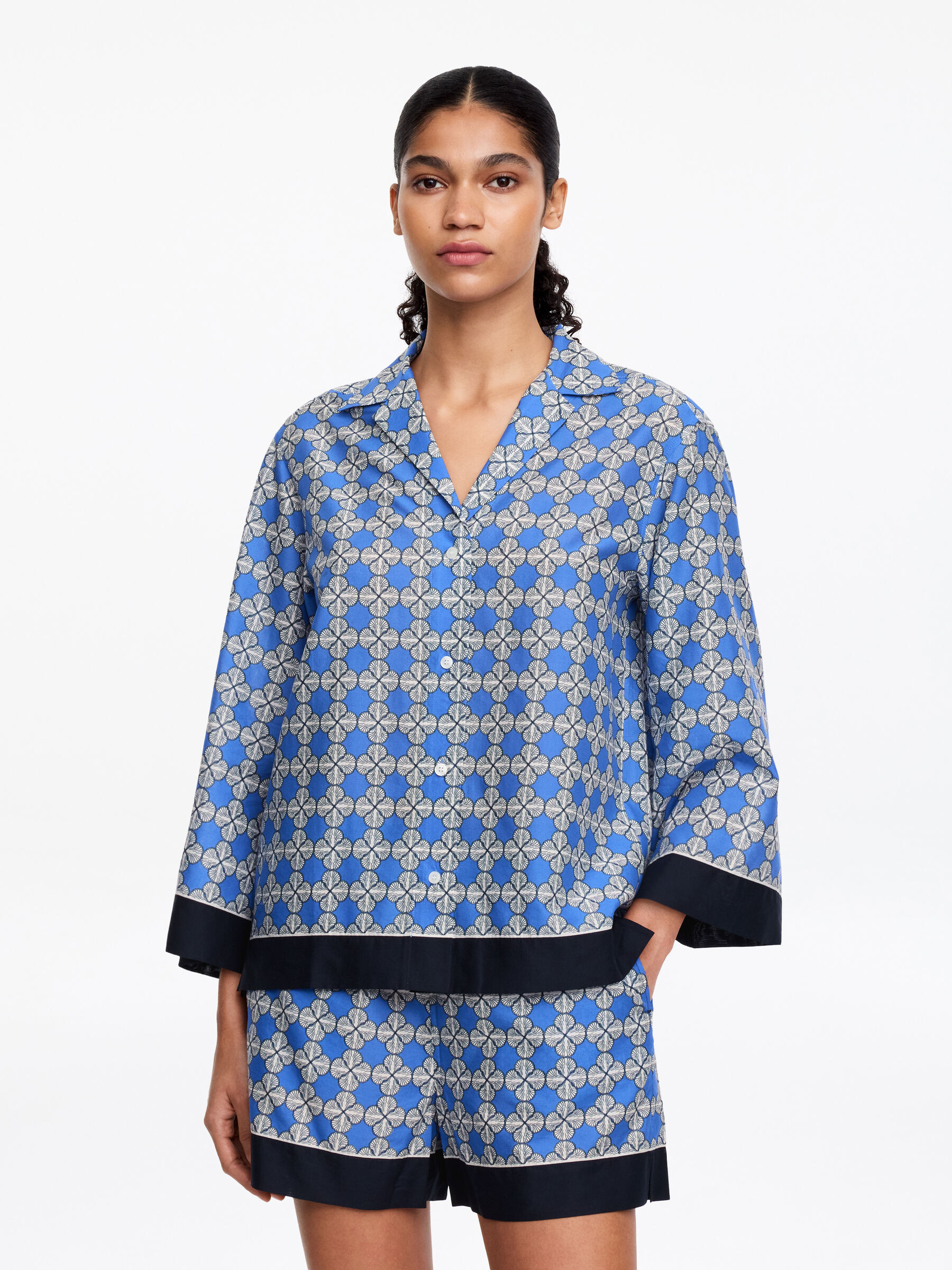 Chemise en lyocell mélangé-#3B62A5-19261