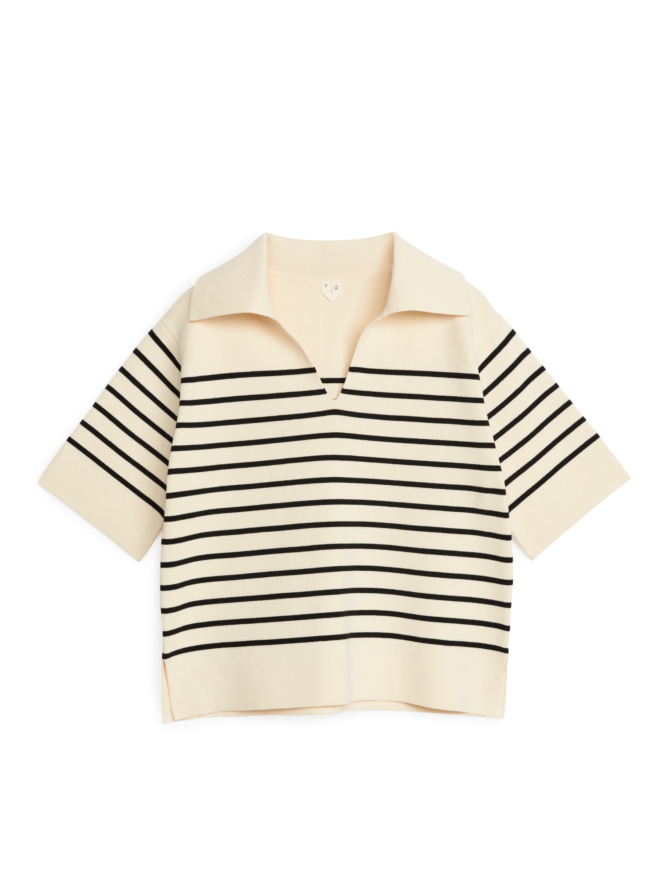 Bomullströja med krage - Off-white/svart - Regular fit - Women - StillMedia/DescriptiveStillLife - 2