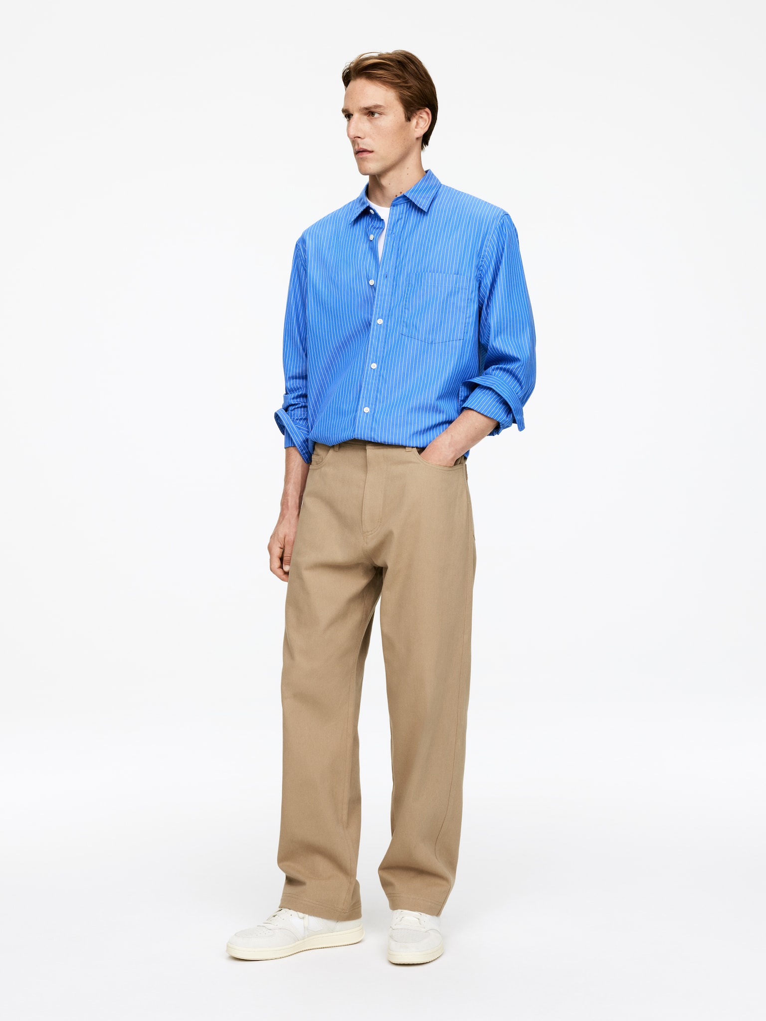 Pantalon ample à 5 poches - Beige/Noir délavé - 6