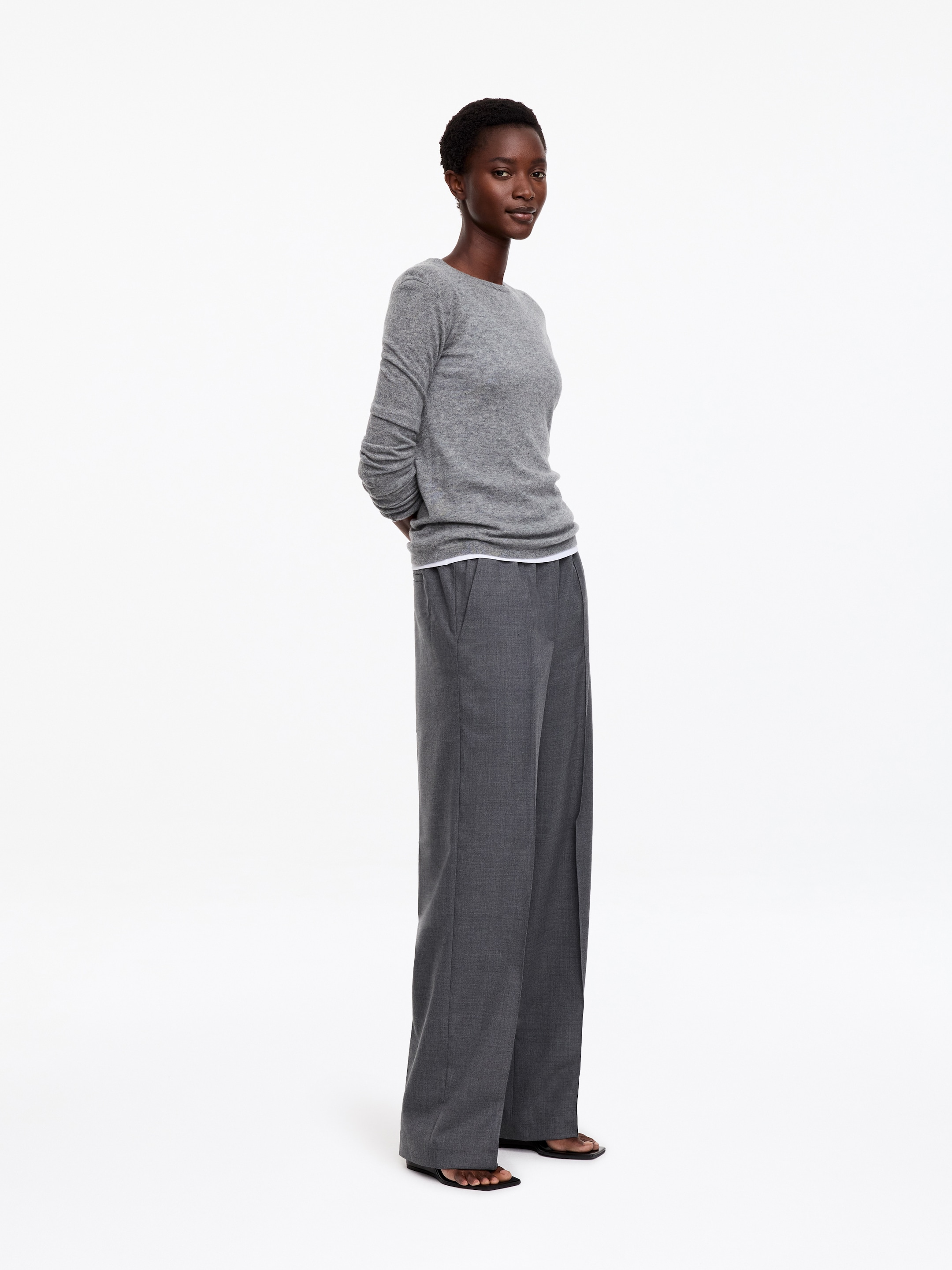 Pantalones sastre con cintura elástica - Gris oscuro - Corte relajado - women - StillMedia/Lookbook - 12