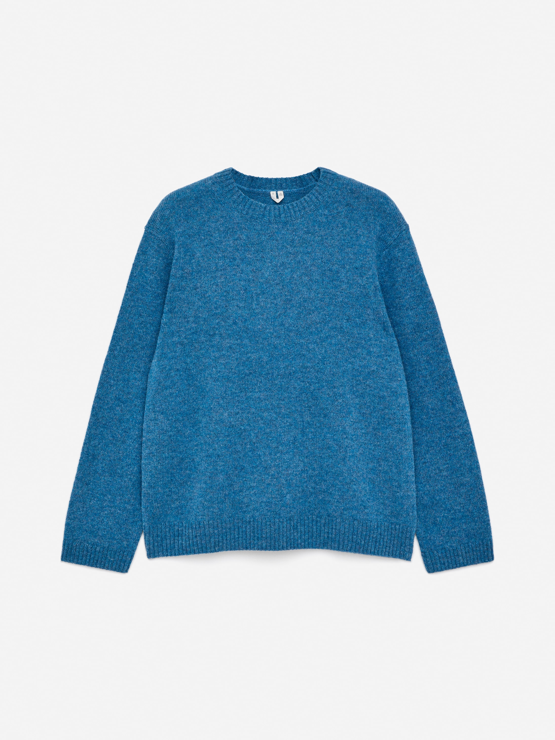 Crew-Neck Wool Jumper - Modrá melange/Červená/Off White