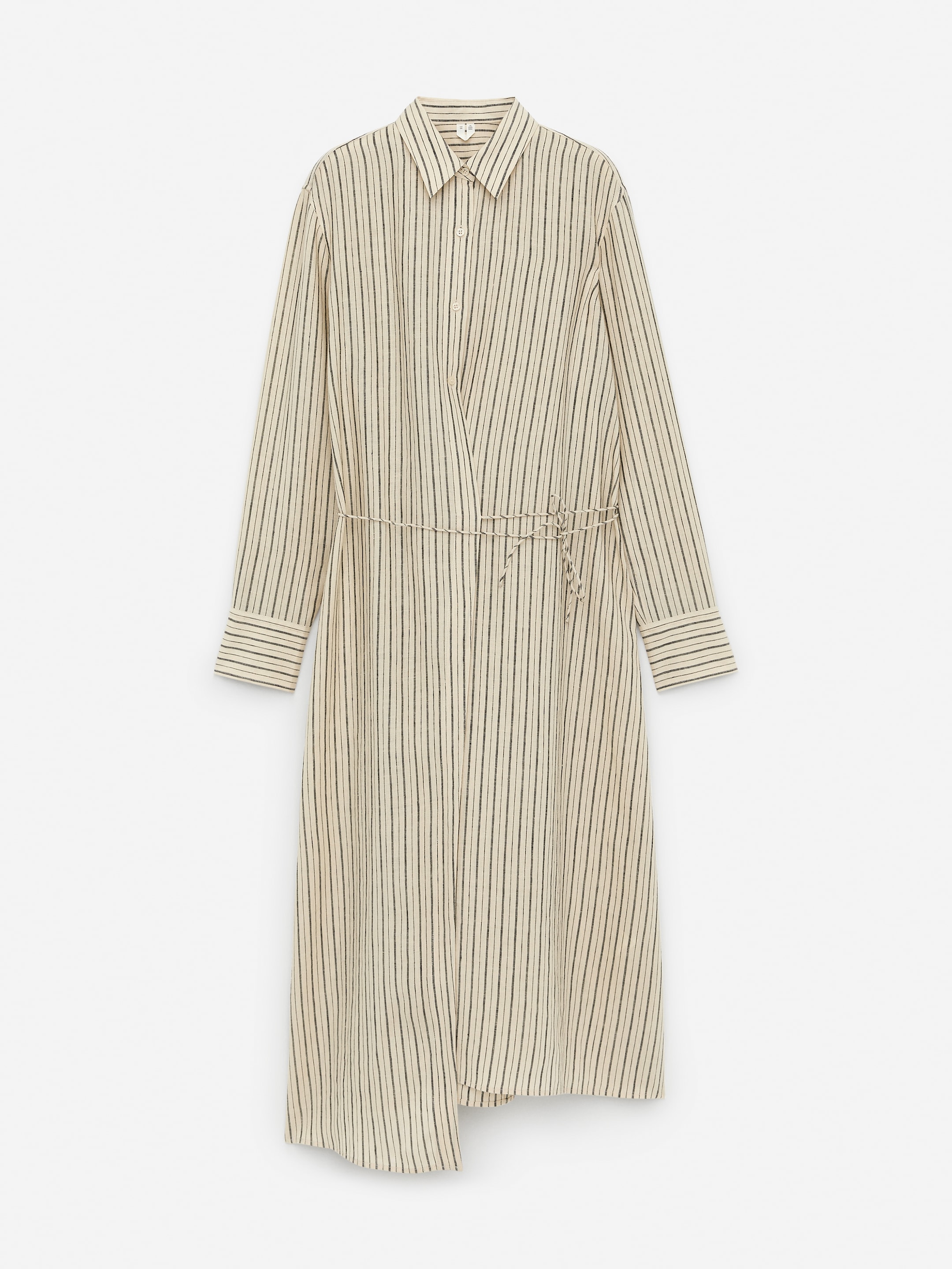 Wrap-Detail Linen Dress - Beige/Black - Regular fit - Women - StillMedia/DescriptiveStillLife - 1