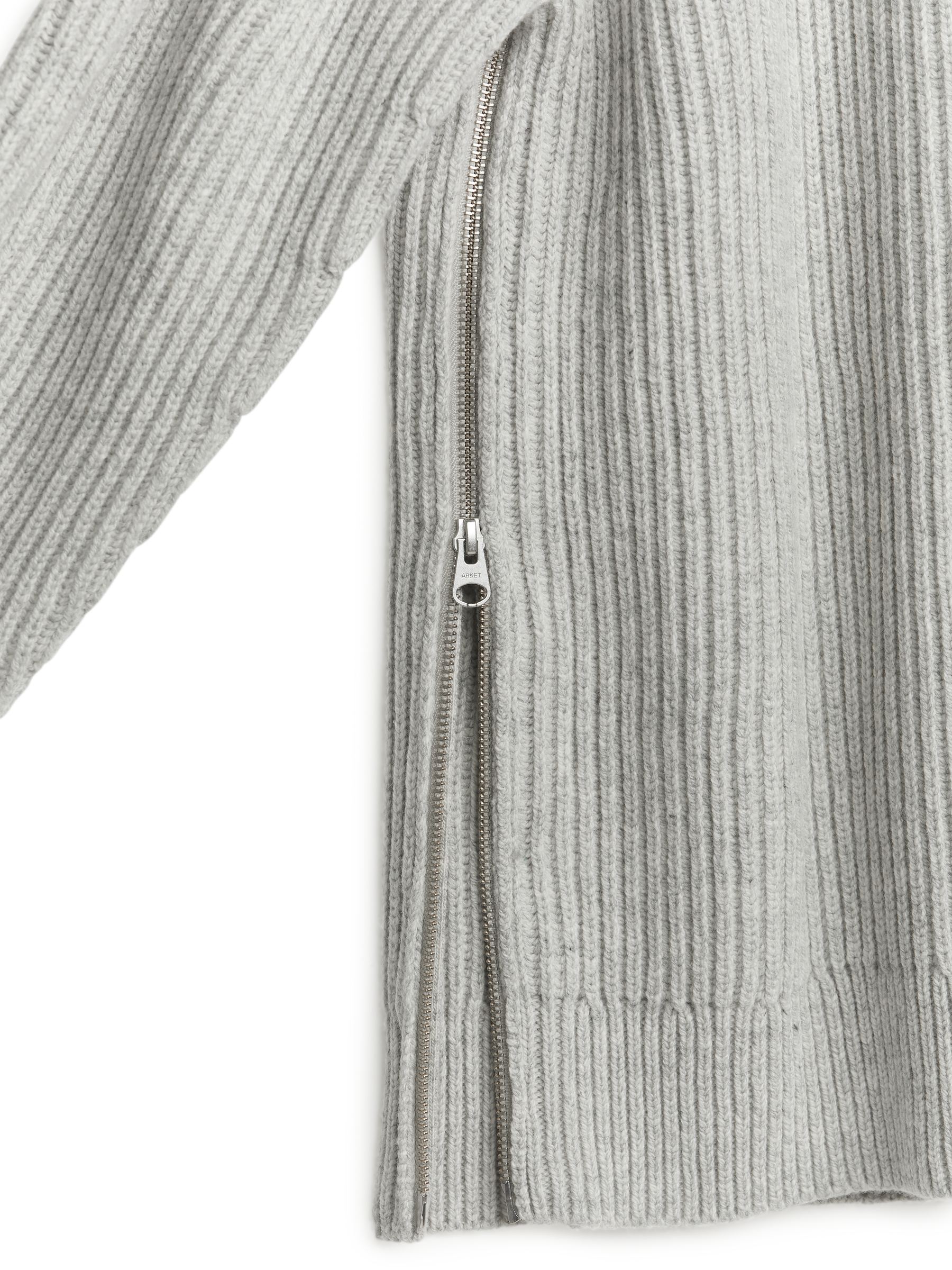 ZipDetail Wool Jumper - Light Grey Melange - Corte relajado - Women - StillMedia/DescriptiveDetail - 2