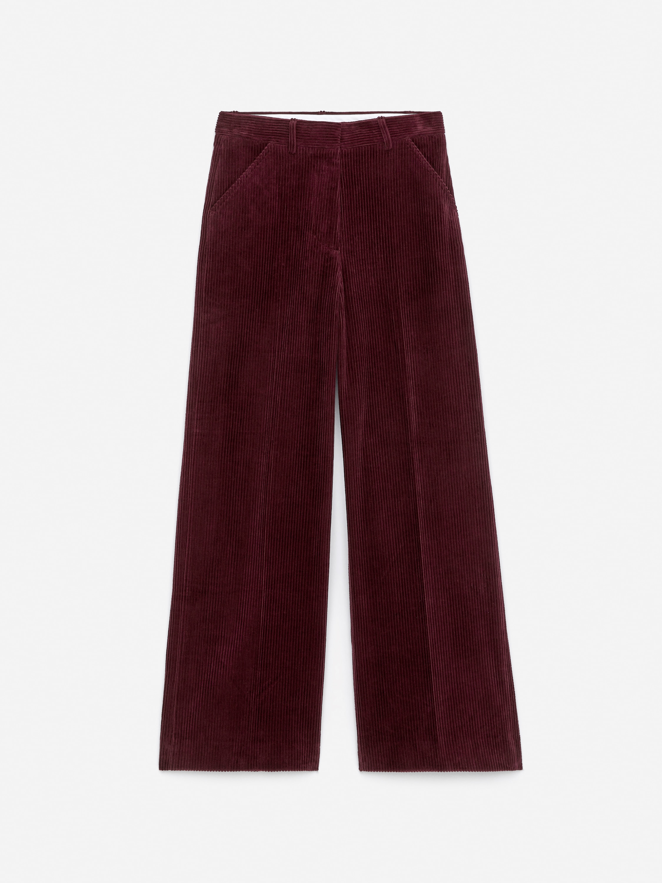 Pantalon à jambes larges en velours côtelé - Bordeaux/Bleu foncé/Marron