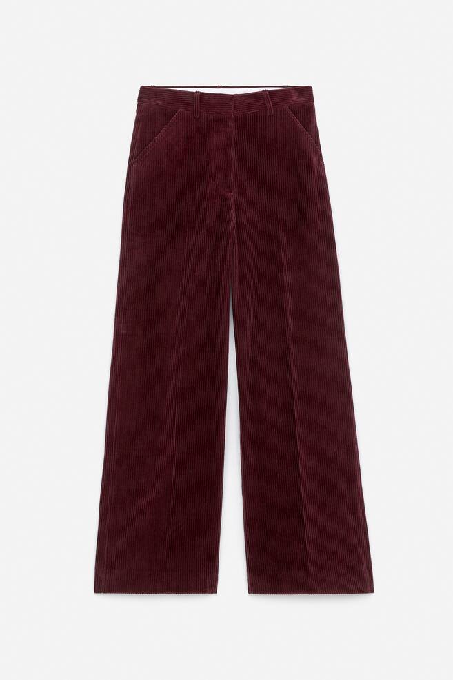 Wide-Leg Corduroy Trousers - Burgundy - 1